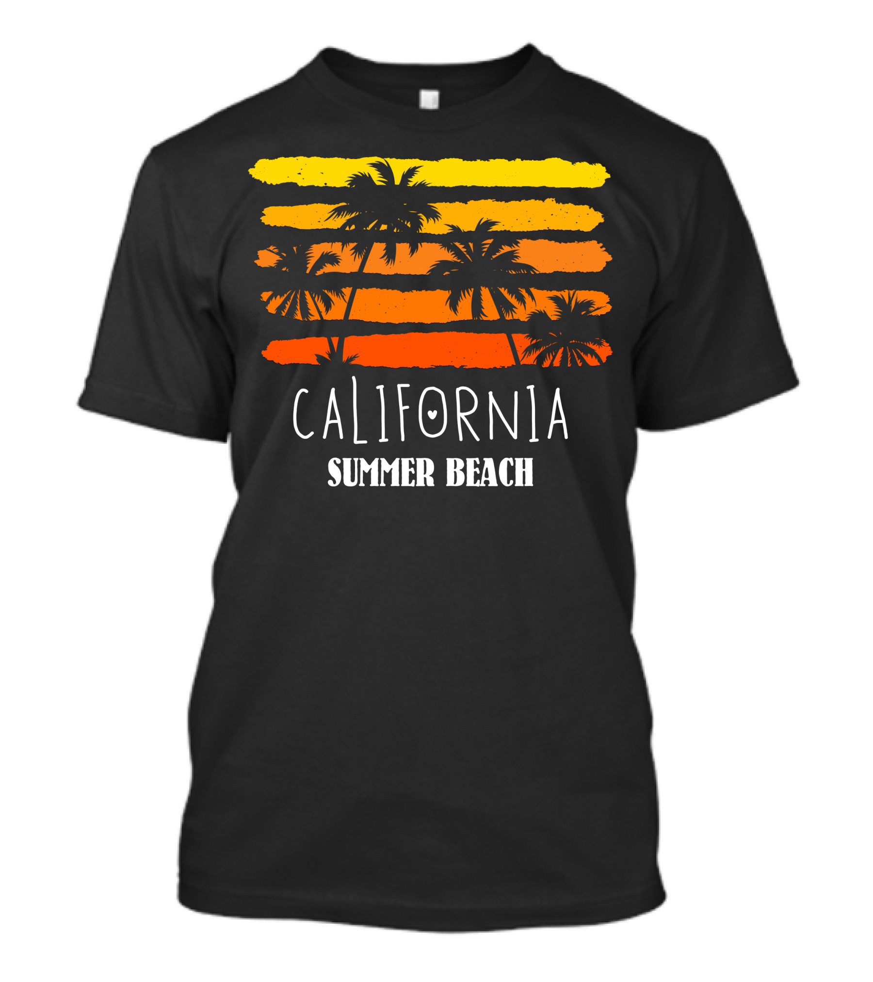 California Summer Beach Palm Retro Stripes T-Shirt