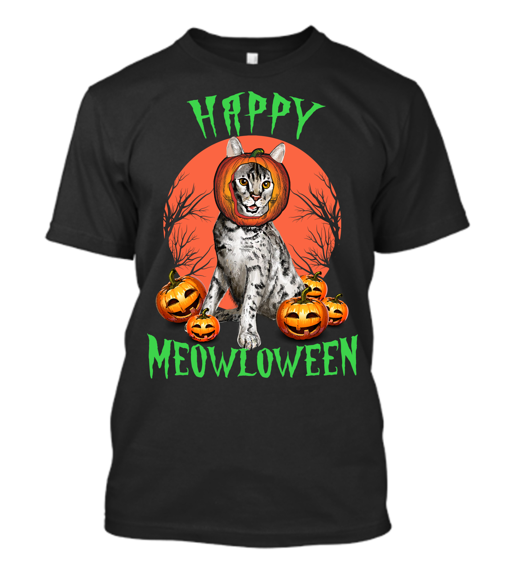 Happy Meowloween Cat Pumpkin T-Shirt