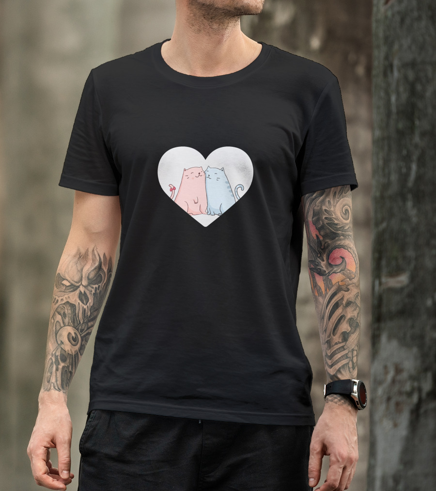 Cats Lover Heart Embrace T-Shirt