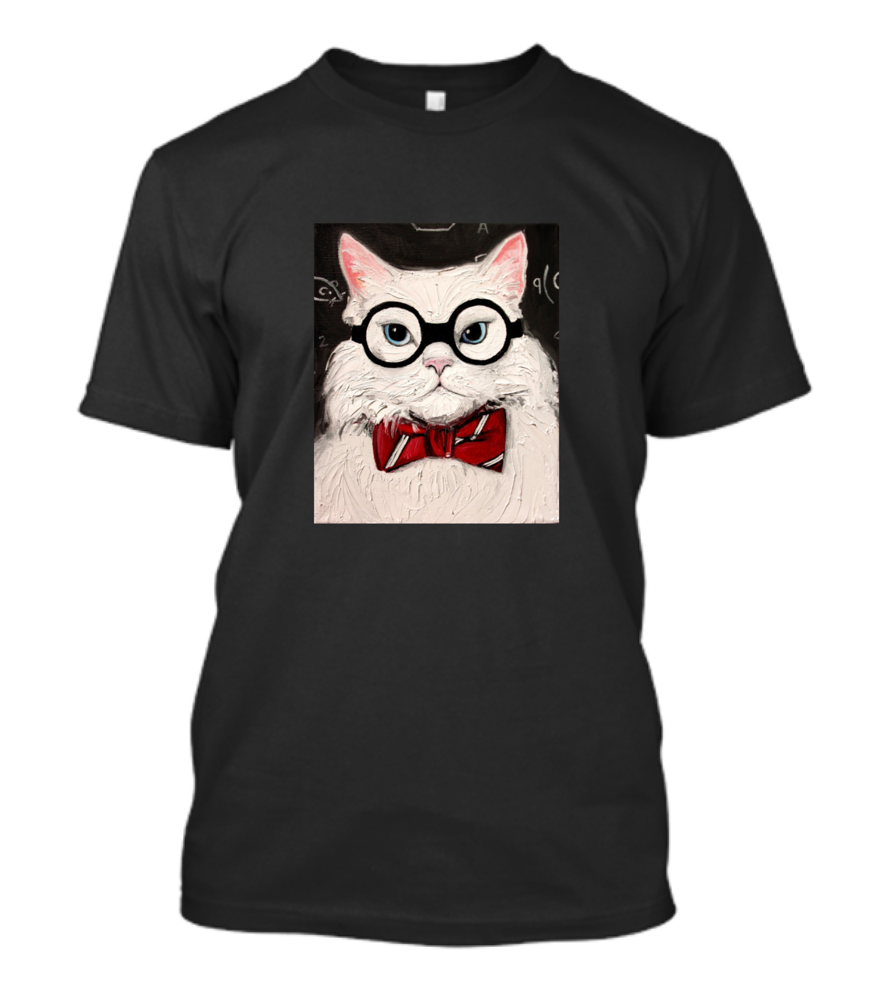 Chemistry Cat In Glasses And Red Bow Tie Analyzing Equations T-Shirt