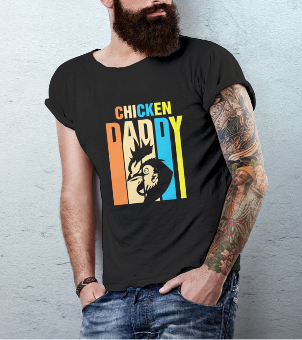CHICKEN DADDY VINTAGE RETRO COLORFUL ROOSTER FATHER T-Shirt