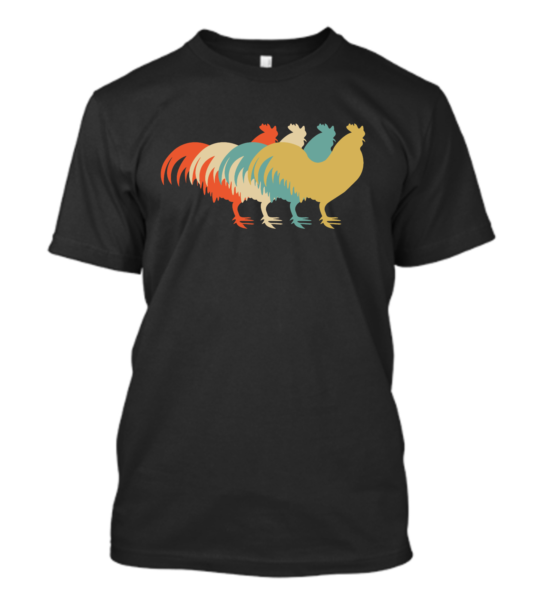 Chicken Silhouette Colorful Rooster T-Shirt