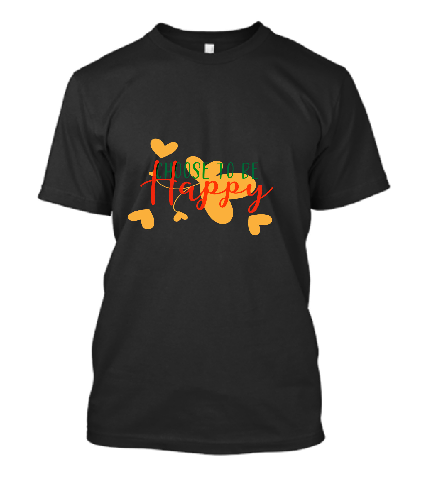 Choose To Be Happy Heart Motif T-Shirt
