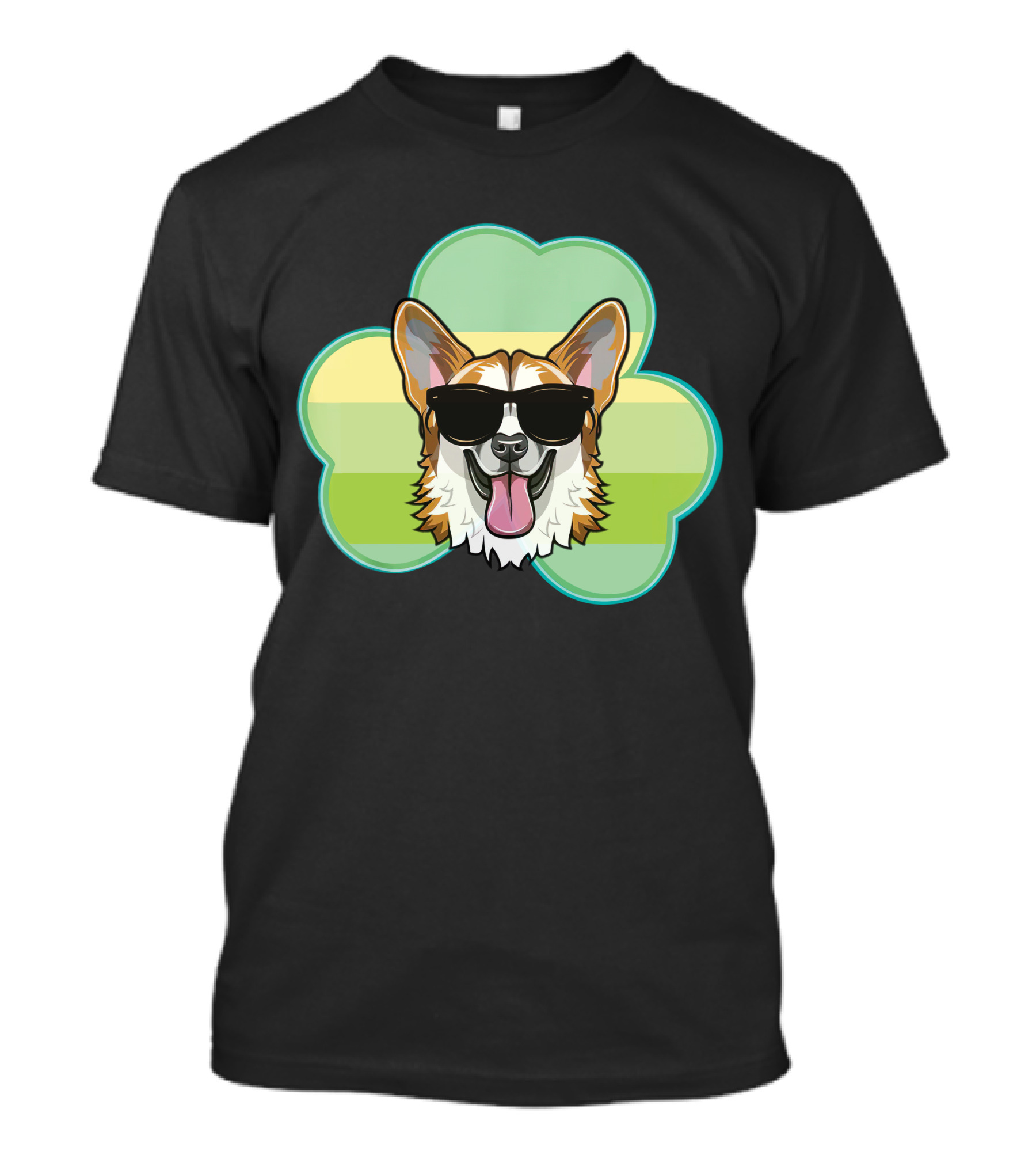 Corgi Dog Shamrock St Patrick's Day Sunglasses Fun T-Shirt