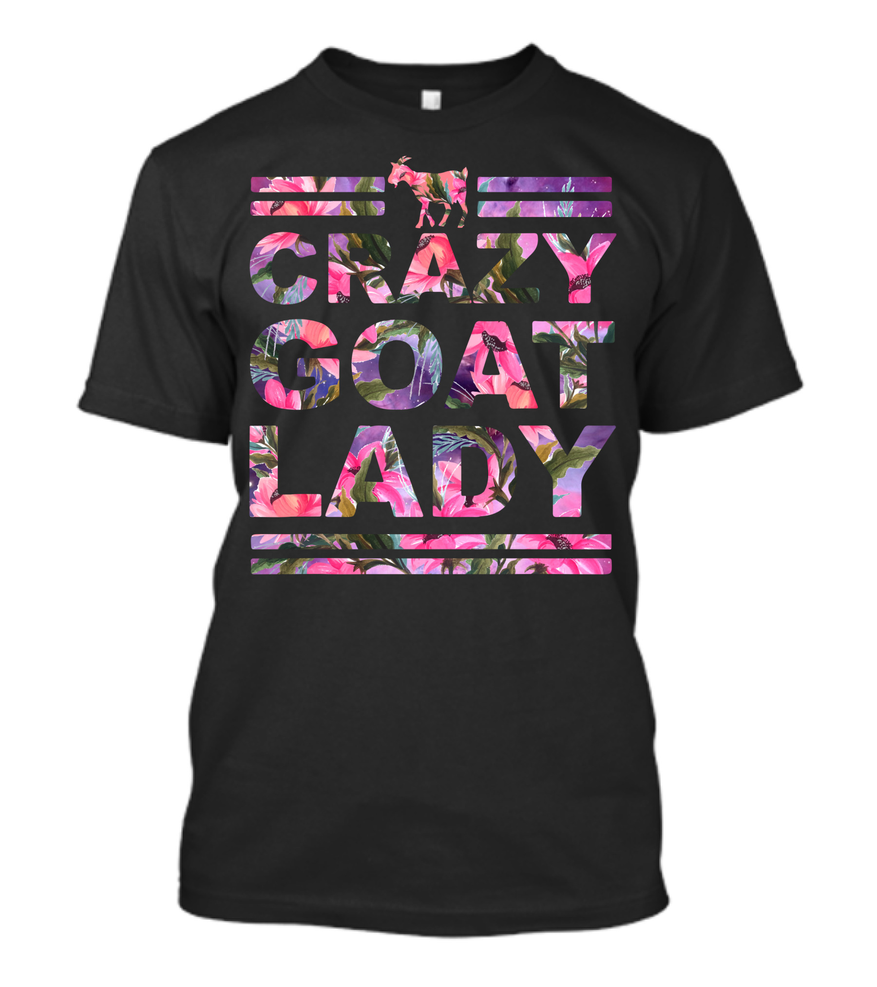 Crazy Goat Lady Floral Galaxy T-Shirt