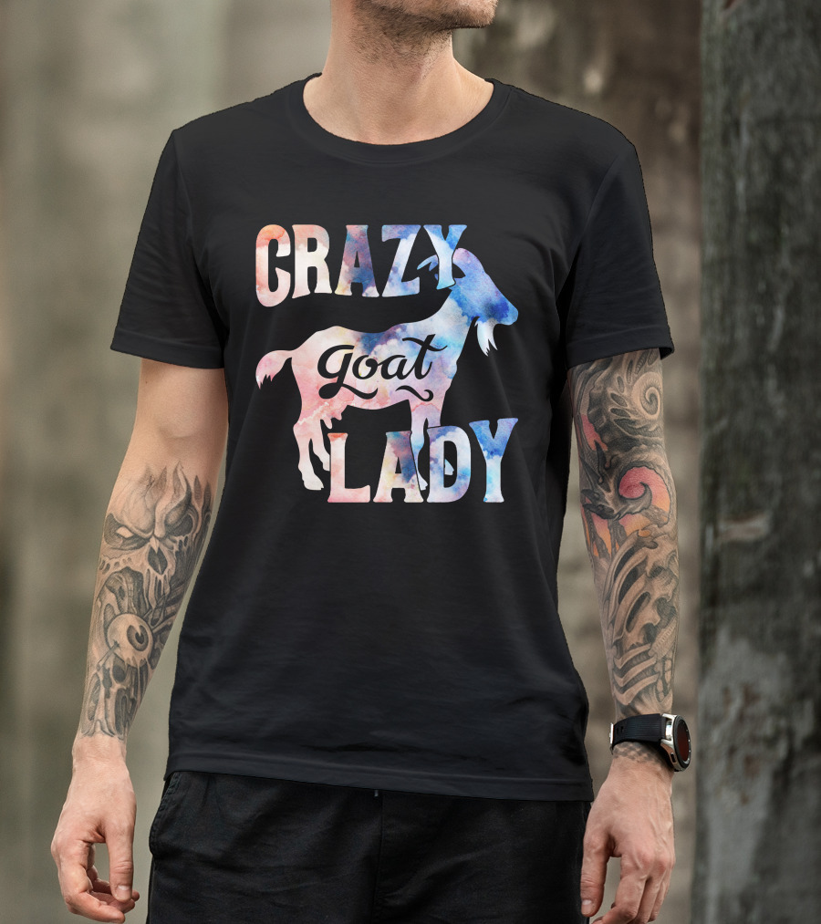 Crazy Goat Lady Watercolor Goat T-Shirt