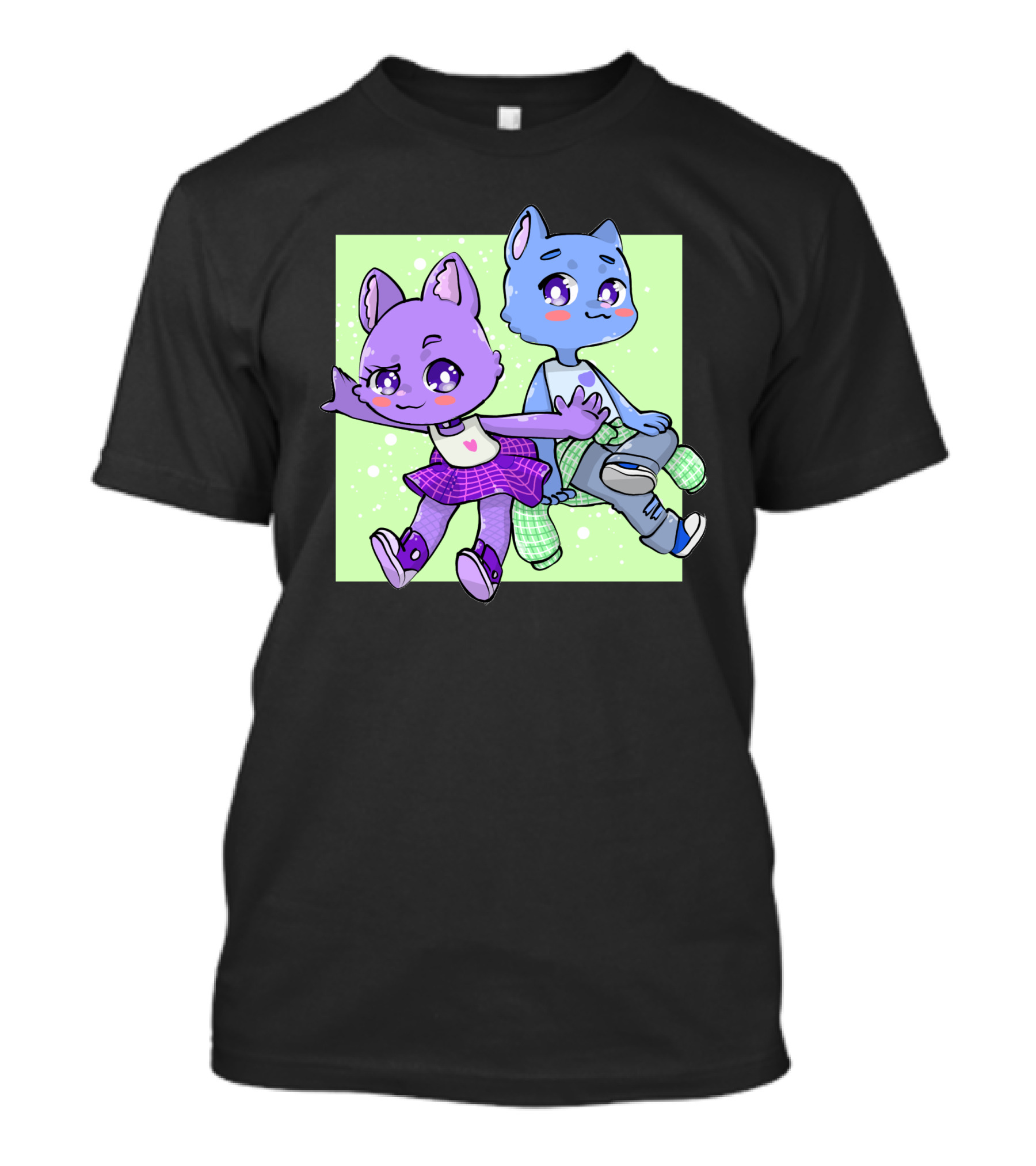 Cute Bunnies Purple Pink Blue Cartoon Characters T-Shirt