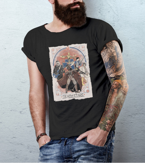 Death Stars Band With Iconic Sci-Fi Characters Playing Instruments T-Shirt