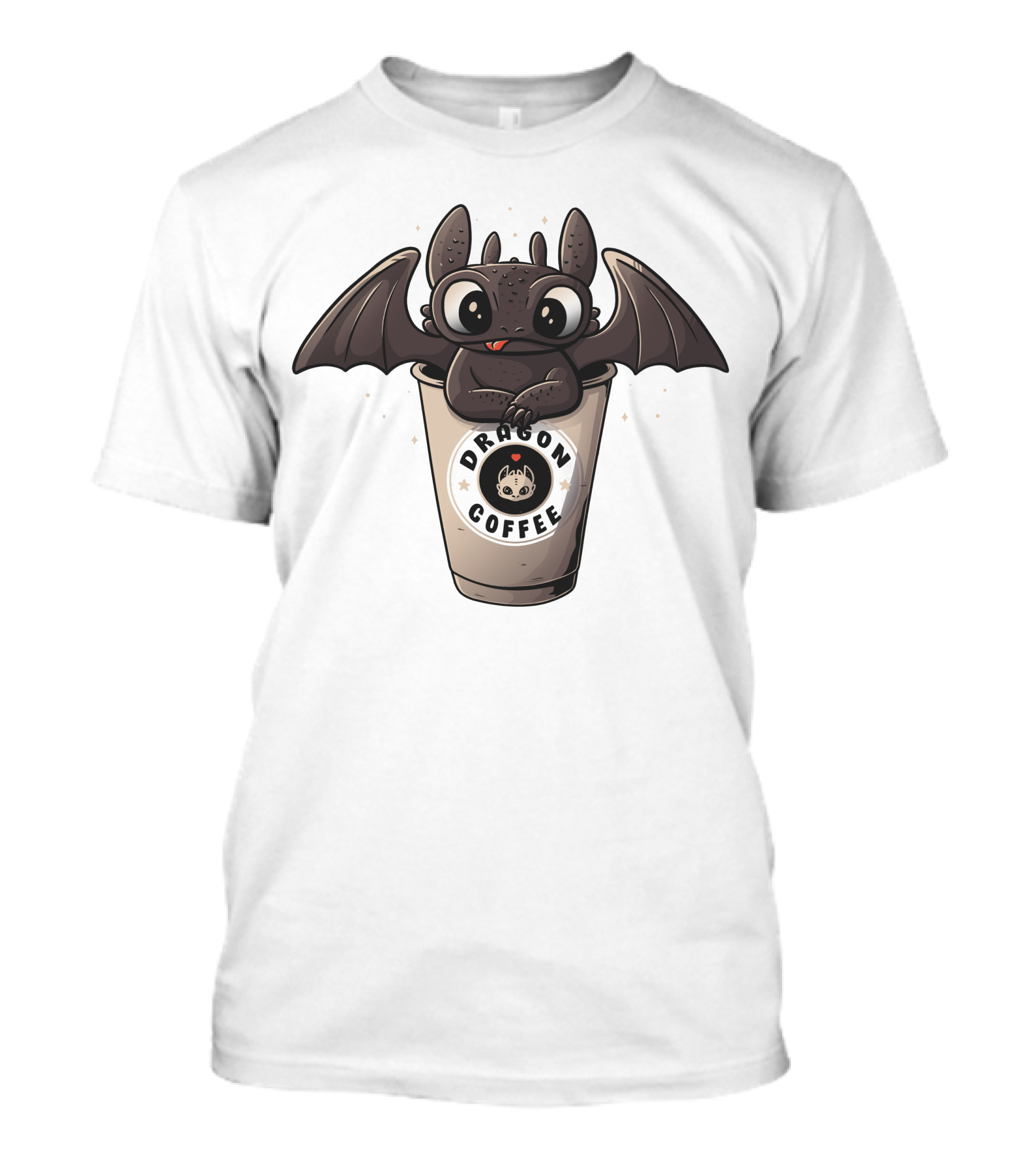 Dragon Coffee Cute Cartoon Bat In Cup With Stars T-Shirt