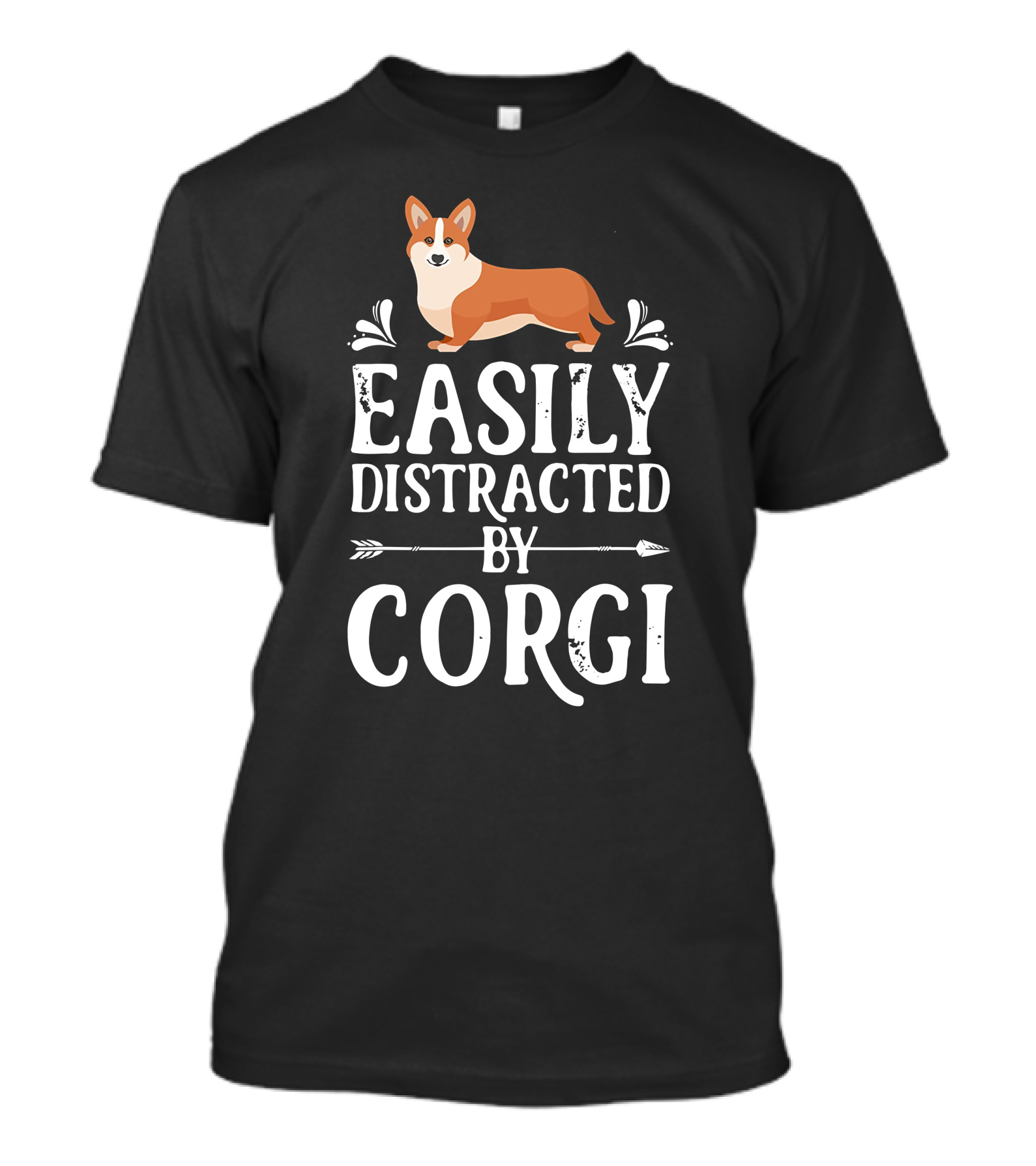 Easily Distracted By Corgi Dog Lovers Funny Pet Humor T-Shirt