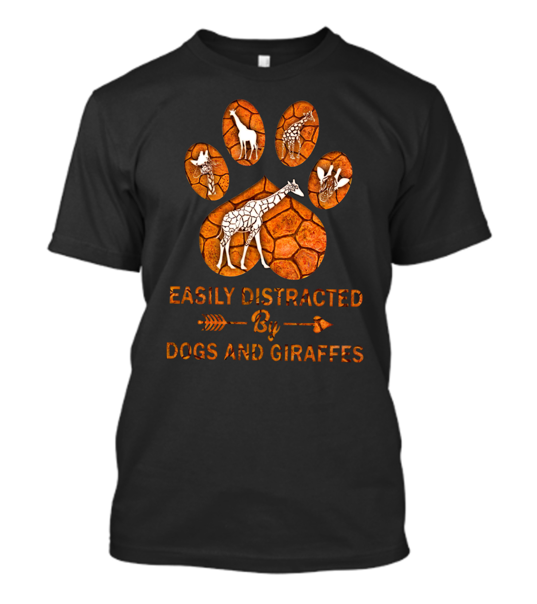 Easily Distracted By Dogs And Giraffes Paw Prints T-Shirt