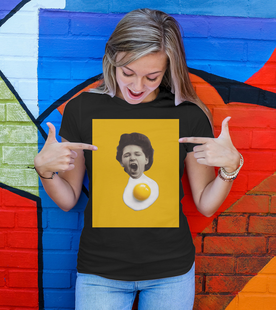 Egg Yawn Funny Surreal Collage Mashup T-Shirt