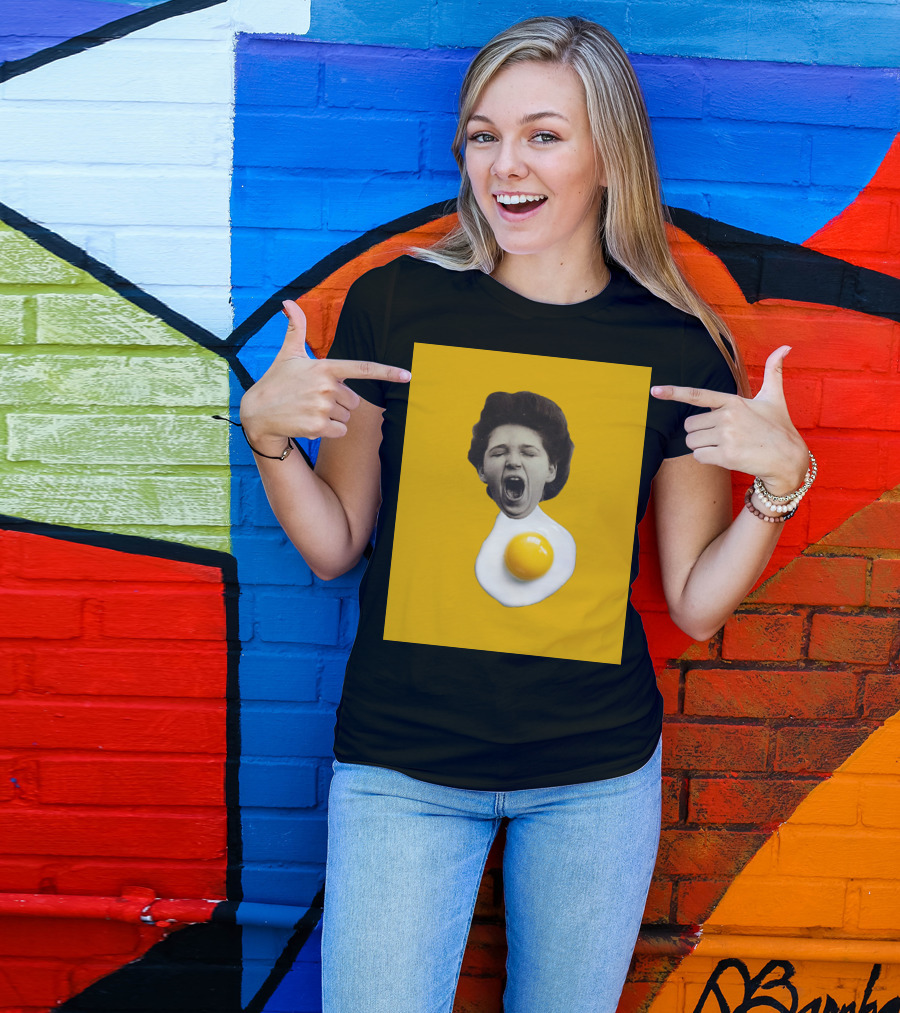 Egg Yawn Funny Surreal Collage Mashup T-Shirt
