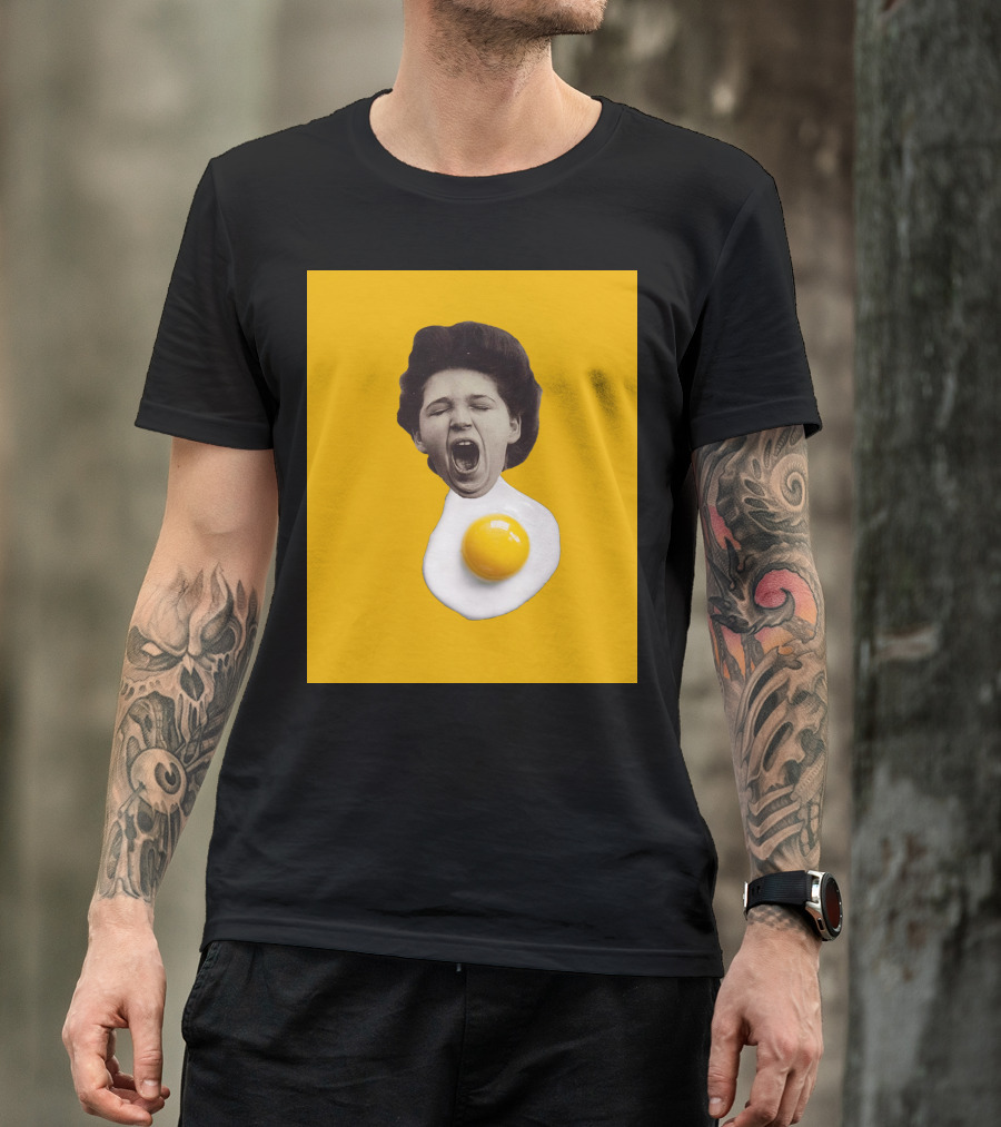 Egg Yawn Funny Surreal Collage Mashup T-Shirt