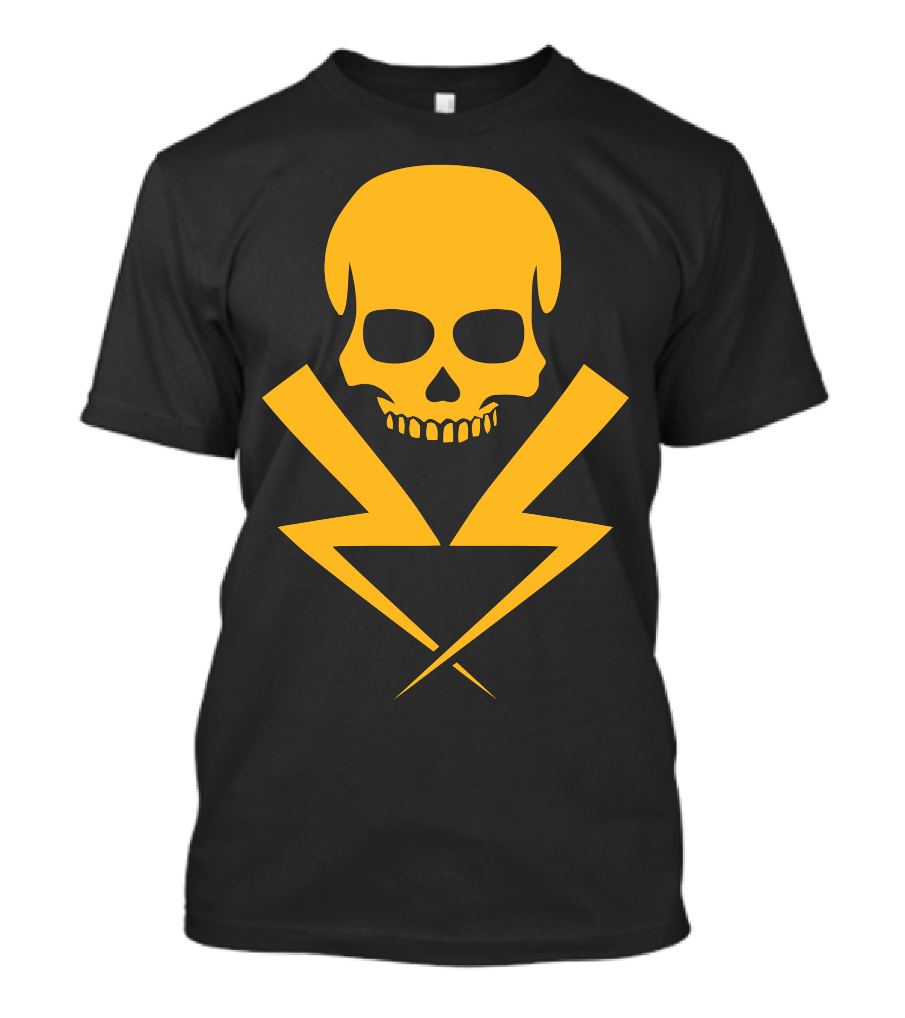 Electricity Skull Yellow Lightning T-Shirt