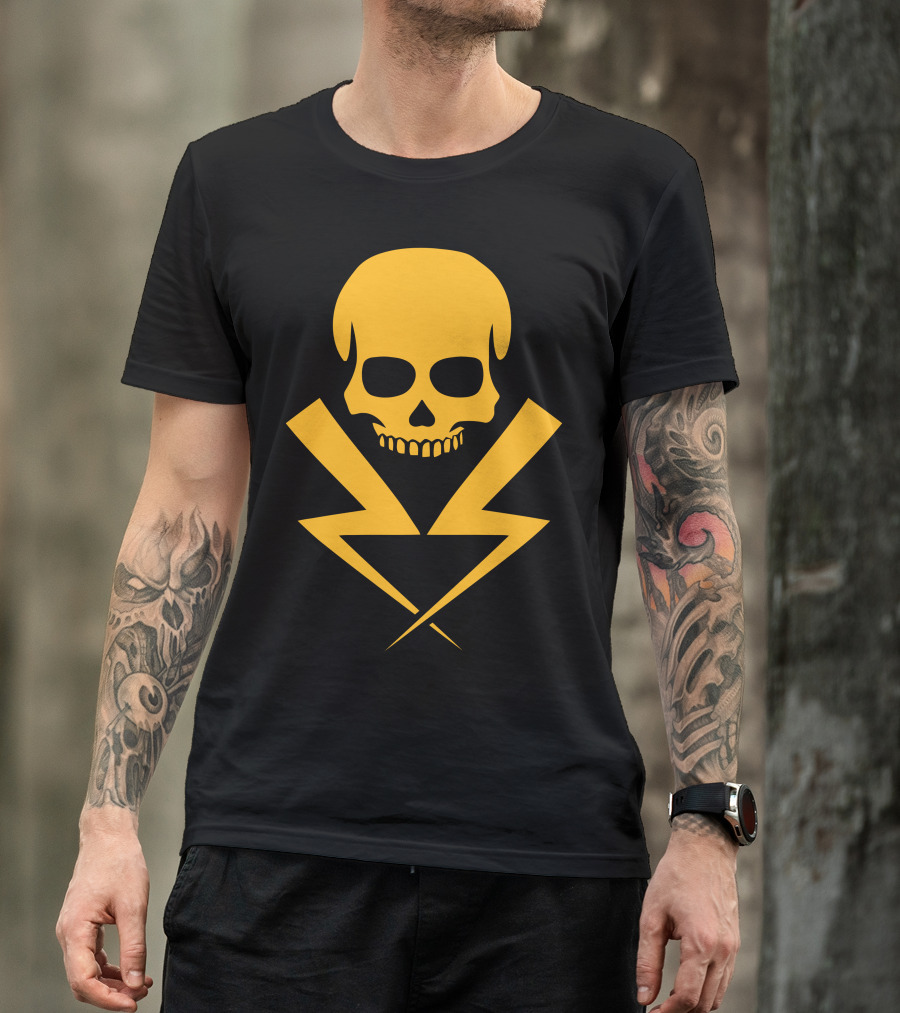 Electricity Skull Yellow Lightning T-Shirt