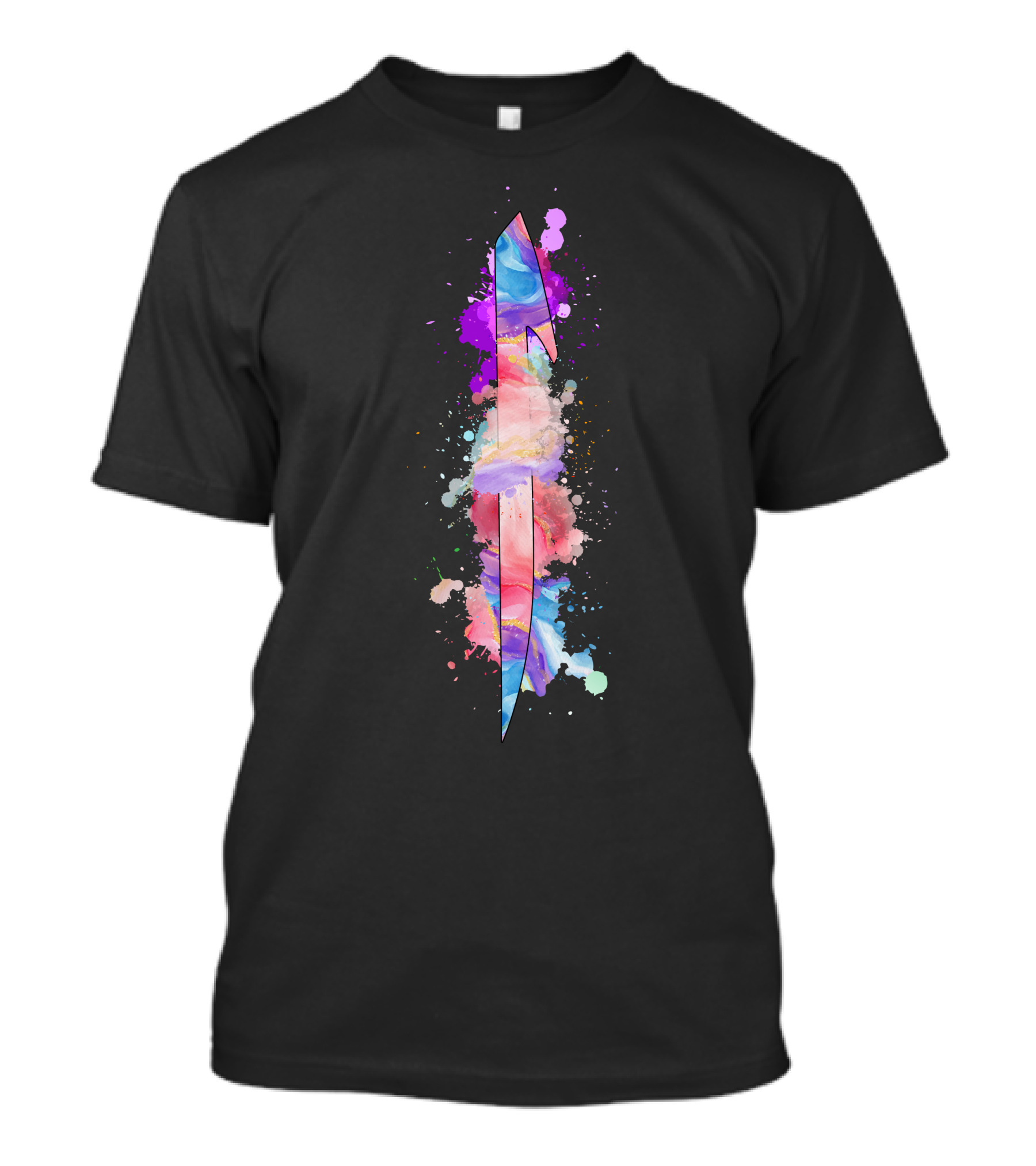 Elif Islamic Calligraphy Watercolor Splash Black T-Shirt