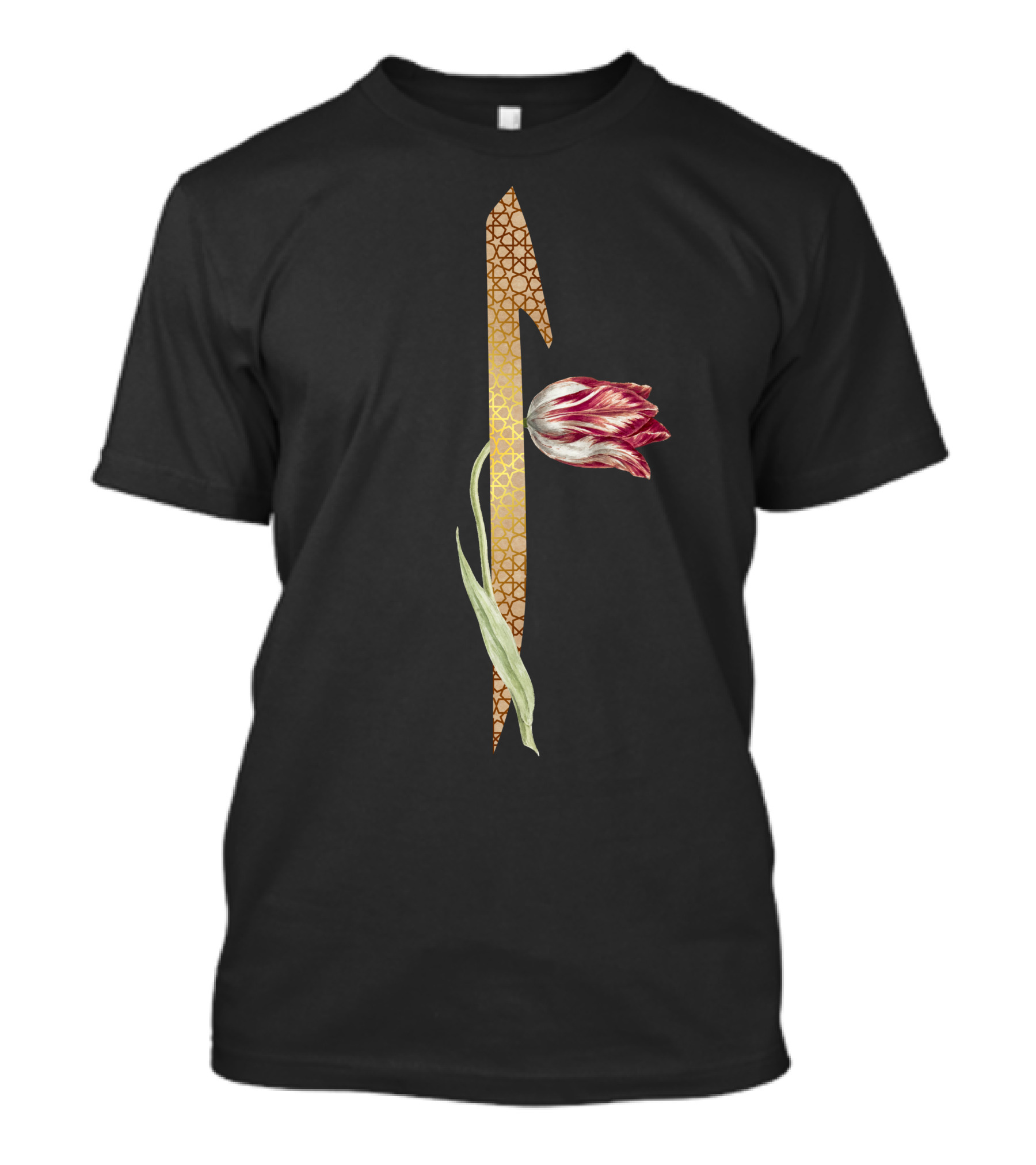 Golden Elif Tulip Motif T-Shirt