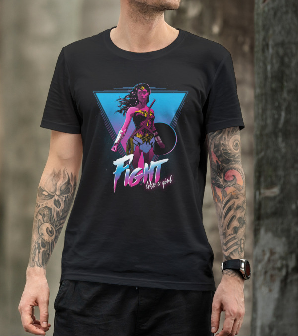 Wonder Woman Fight Like A Girl Retro 80s T-Shirt