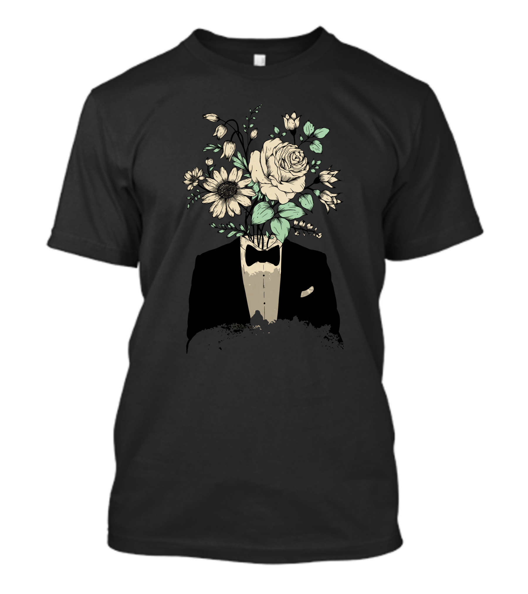 Flower Suit Rose And Daisies Bouquet In Tuxedo T-Shirt