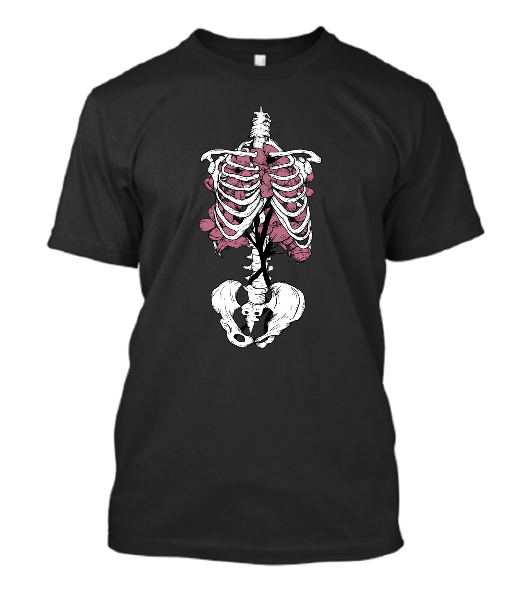 Flowers And Bones Anatomy Fusion Floral Skeleton T-Shirt