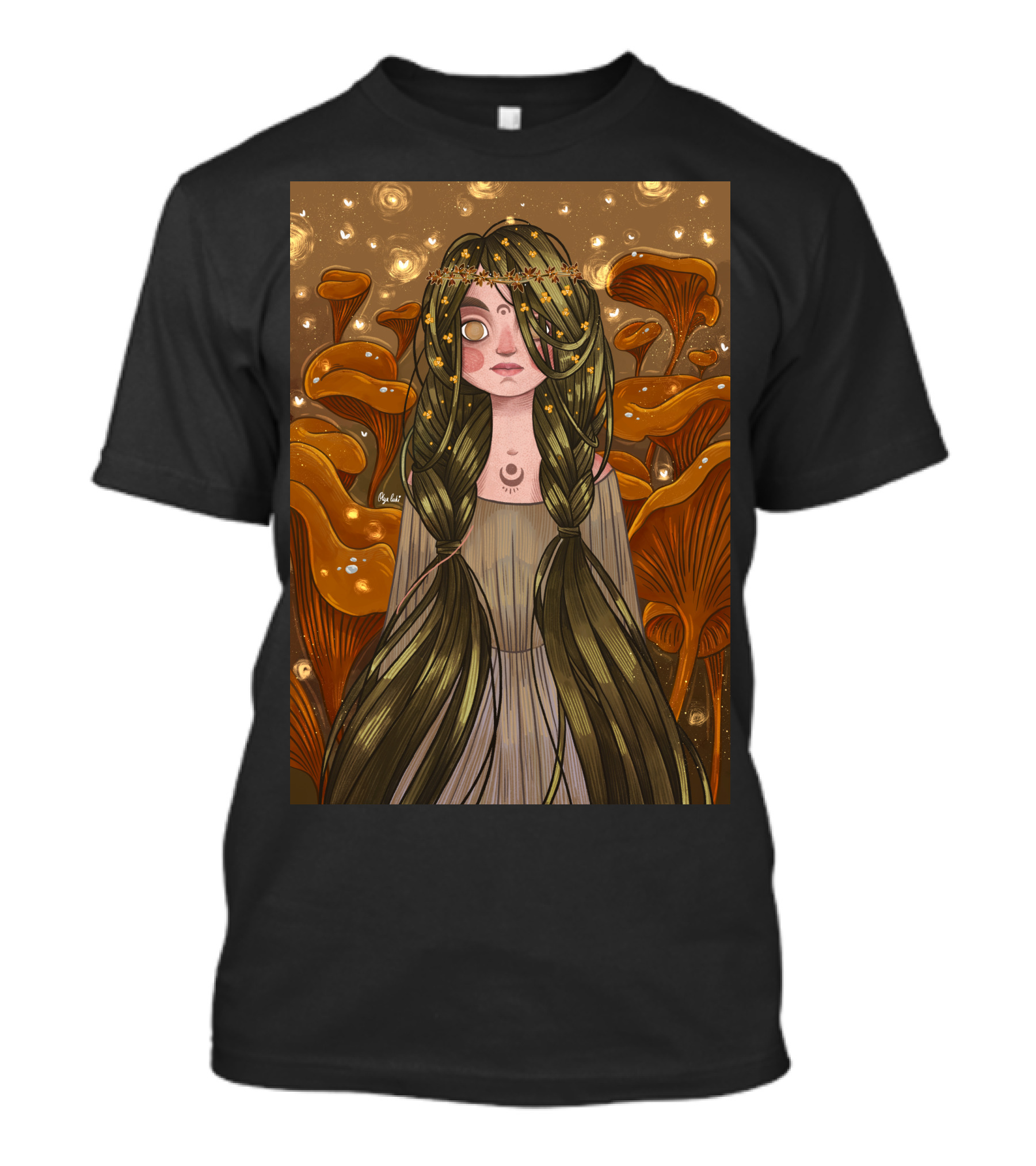 Forest Witch Enchanted Mushrooms Moonlit Maiden T-Shirt