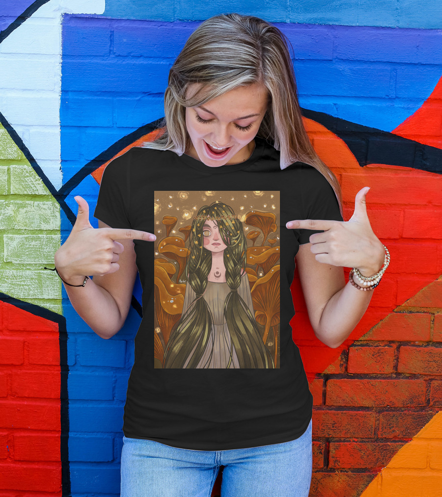Forest Witch Enchanted Mushrooms Moonlit Maiden T-Shirt