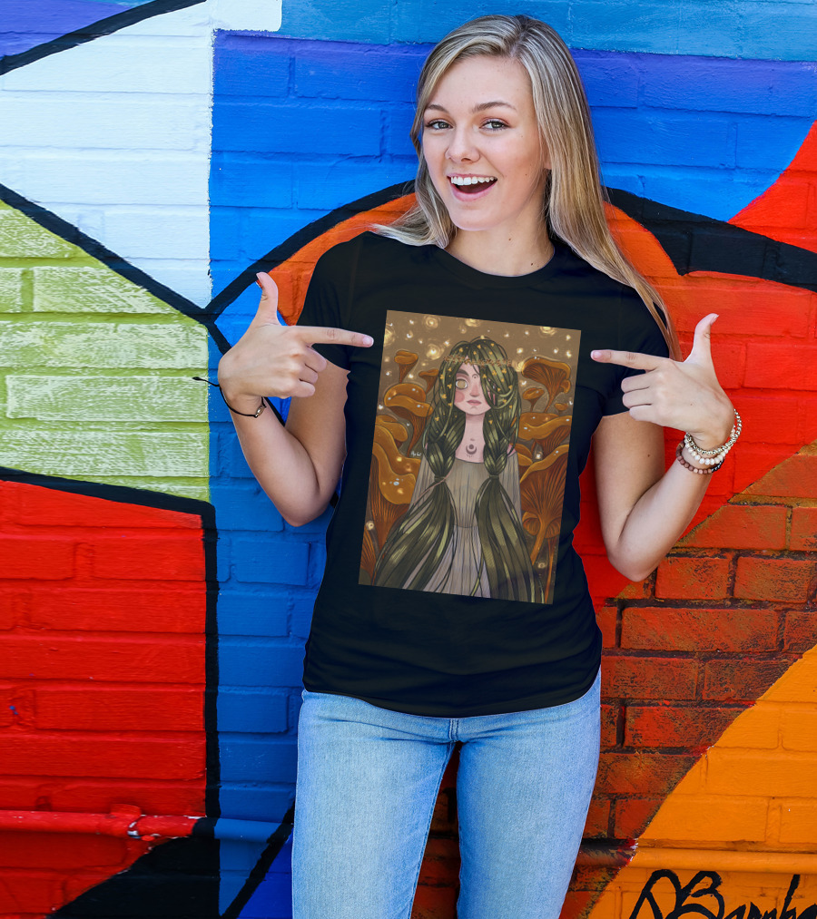 Forest Witch Enchanted Mushrooms Moonlit Maiden T-Shirt