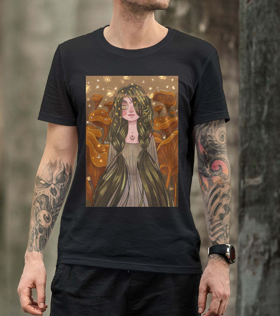 Forest Witch Enchanted Mushrooms Moonlit Maiden T-Shirt