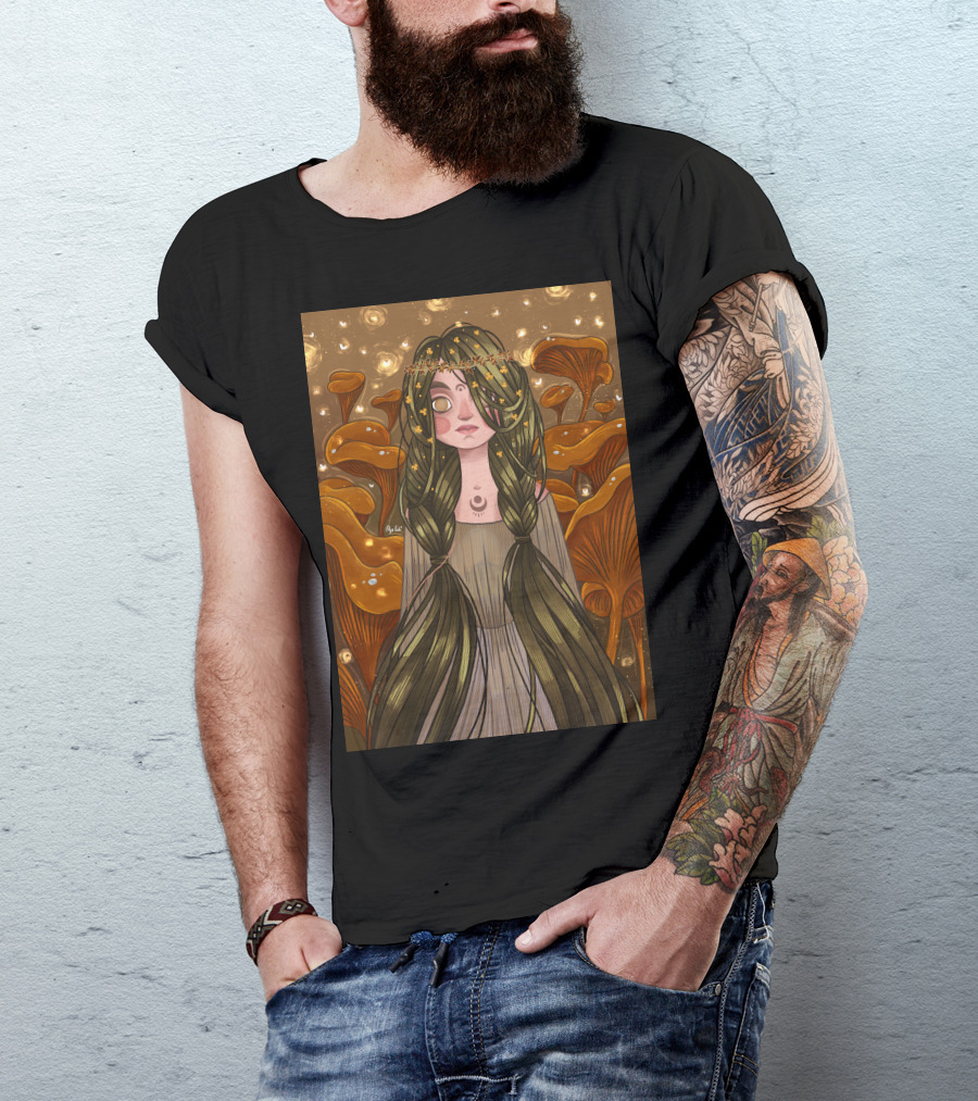 Forest Witch Enchanted Mushrooms Moonlit Maiden T-Shirt