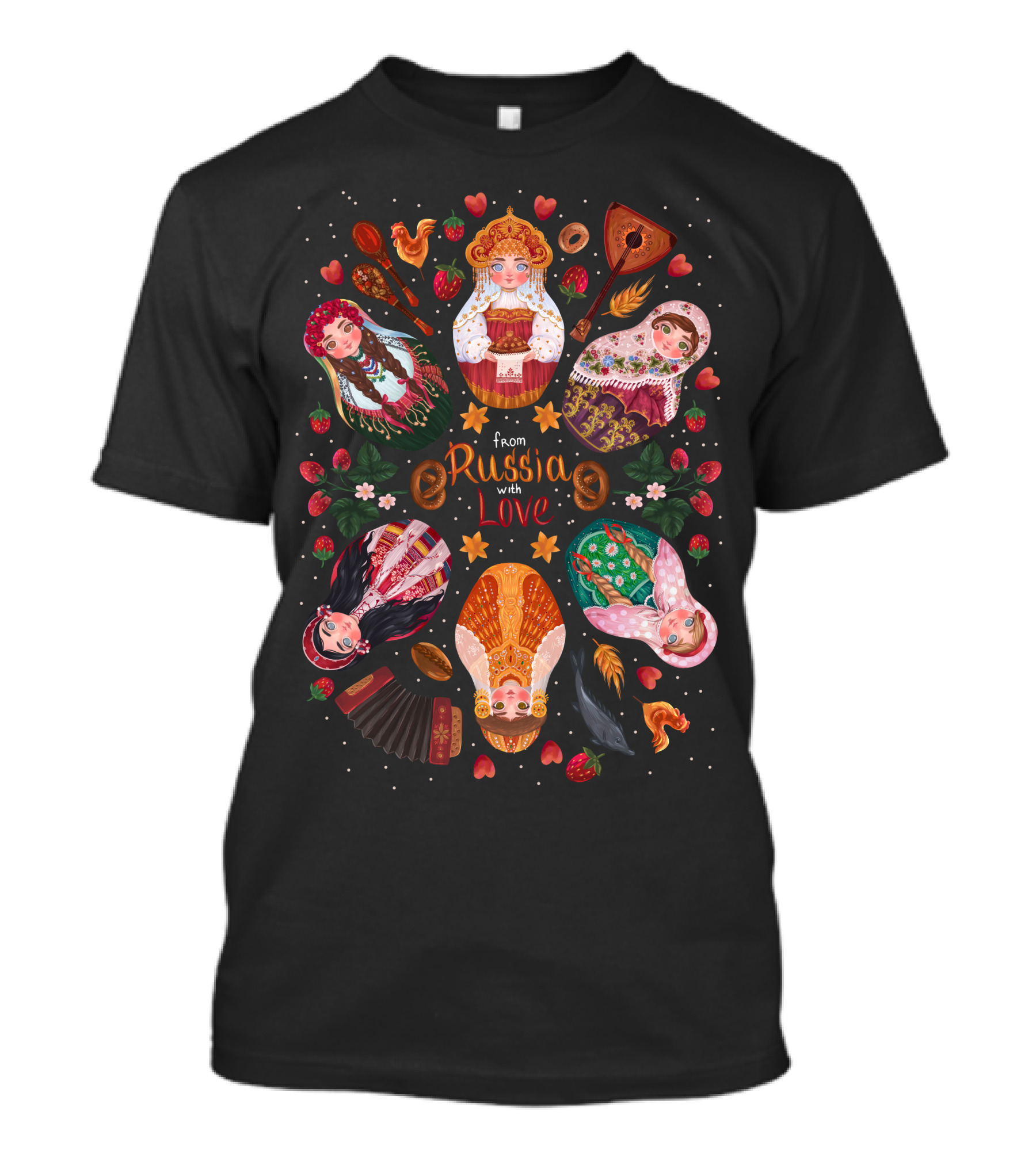 From Russia With Love Matryoshka Dolls And Traditional Russian Folk T-Shirt