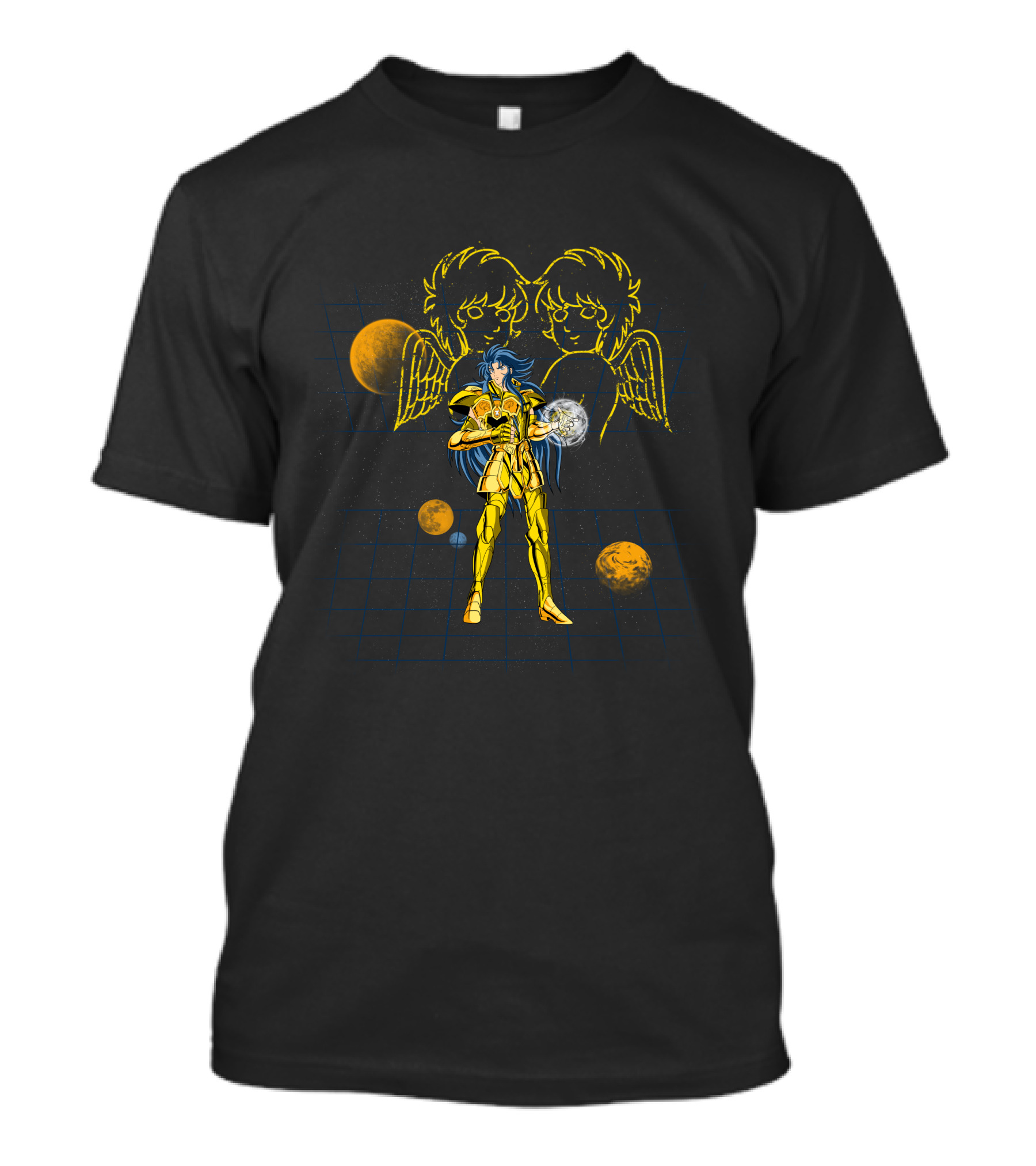 Gemeos Zodiac Warrior With Celestial Twins And Cosmic Spheres T-Shirt