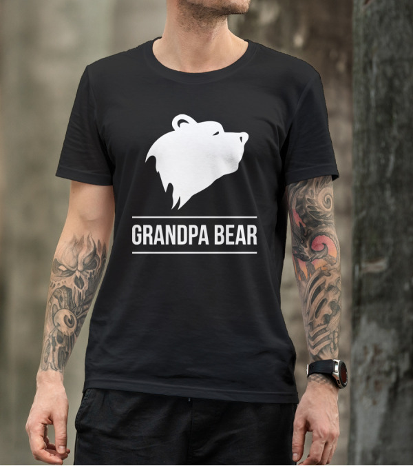 Grandpa Bear Silhouette Head Outline T-Shirt
