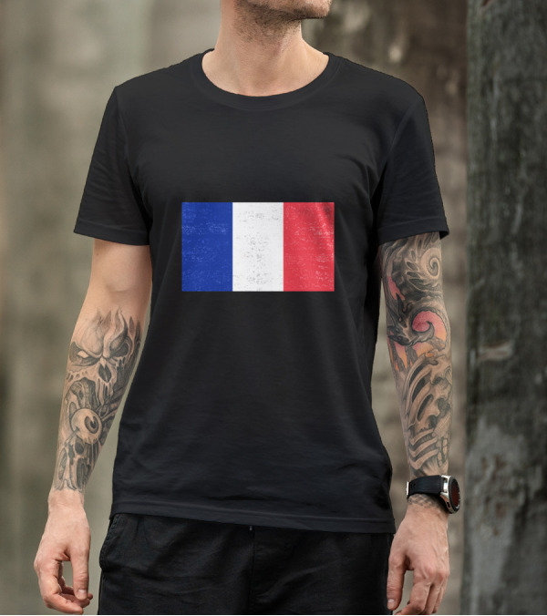 Grunge French Flag Distressed Tricolor Vintage Look T-Shirt