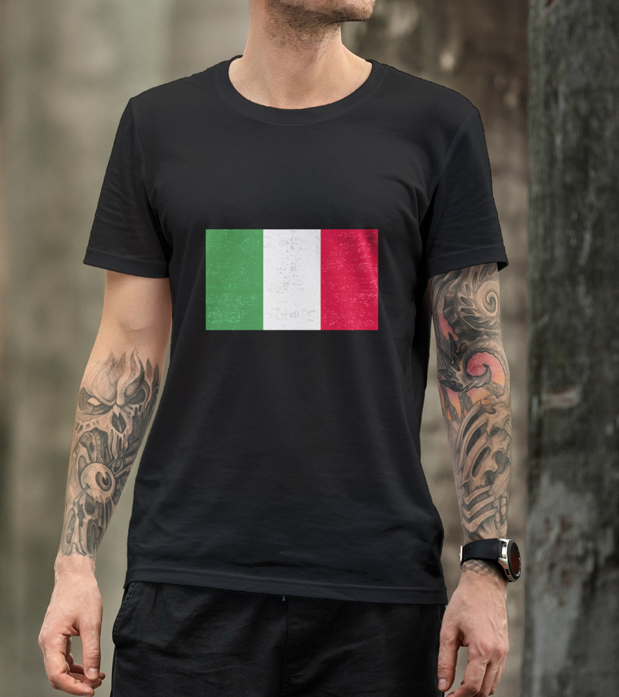 Grunge Aged Italian Flag Distressed Texture T-Shirt