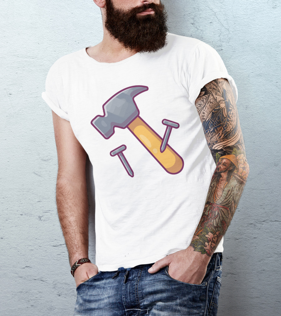 Hammer And Nail Cartoon T-Shirt