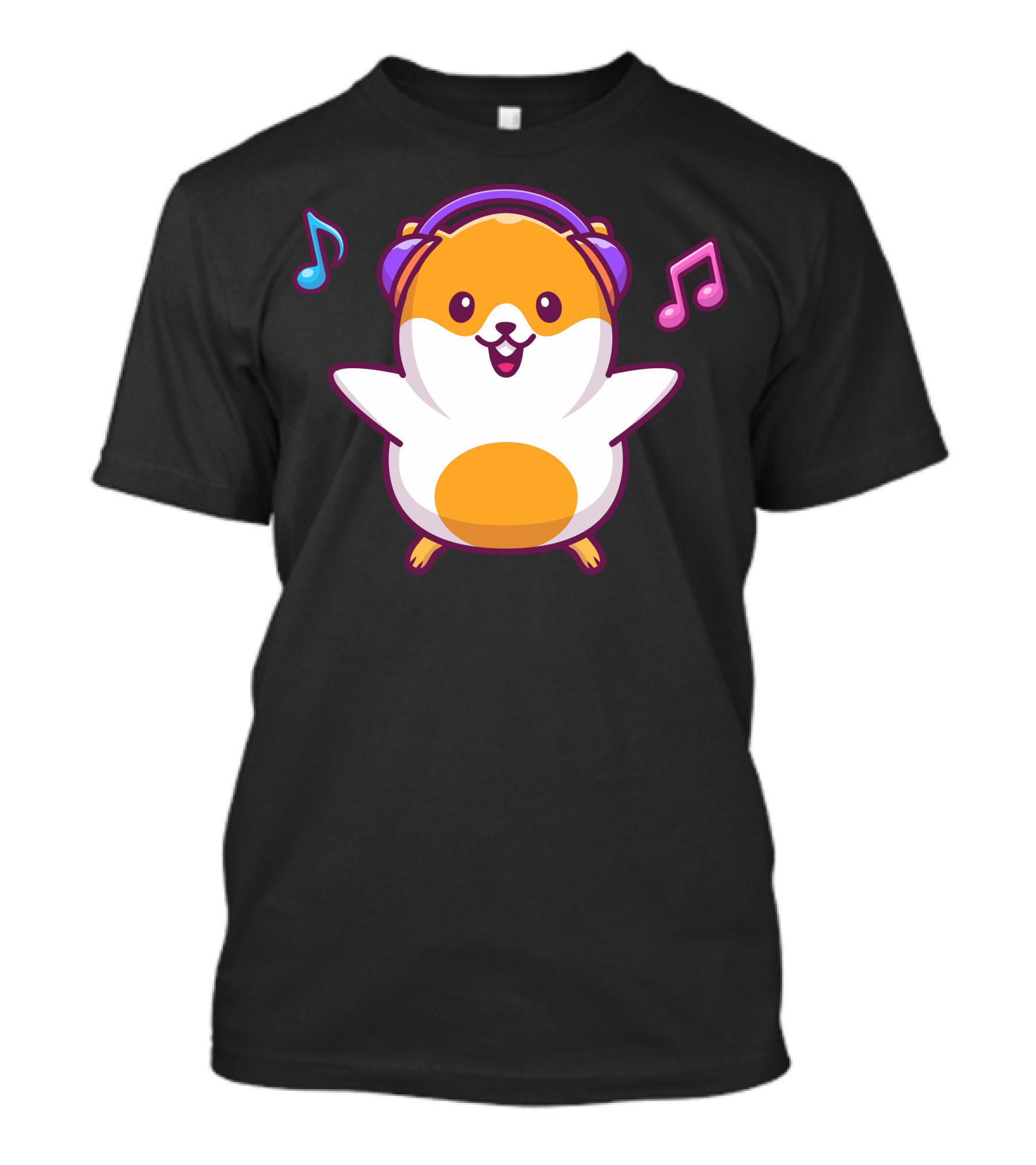 Hamster With Headphones And Musical Notes T-Shirt