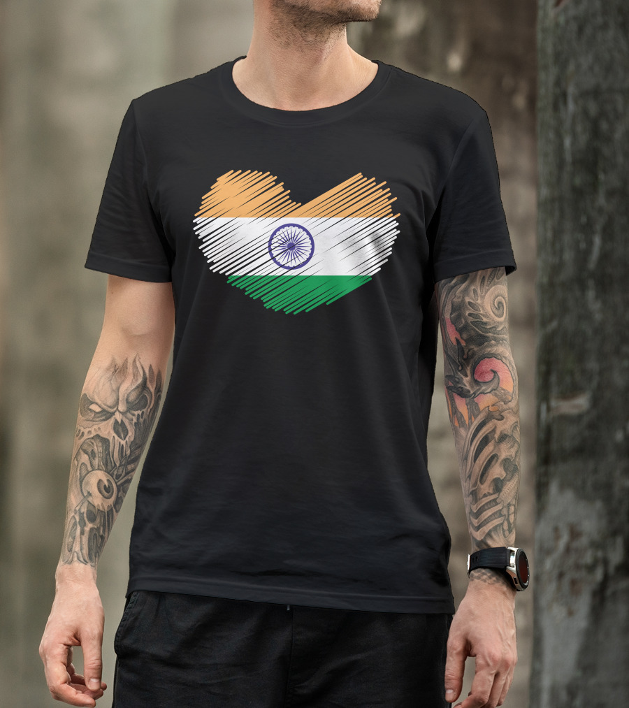 Indian Flag Heart Shape T-Shirt