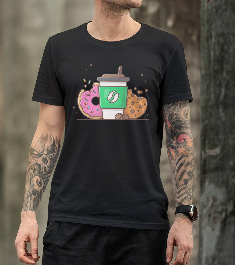 Hot Coffee Donut Cookies Coffee Cup T-Shirt