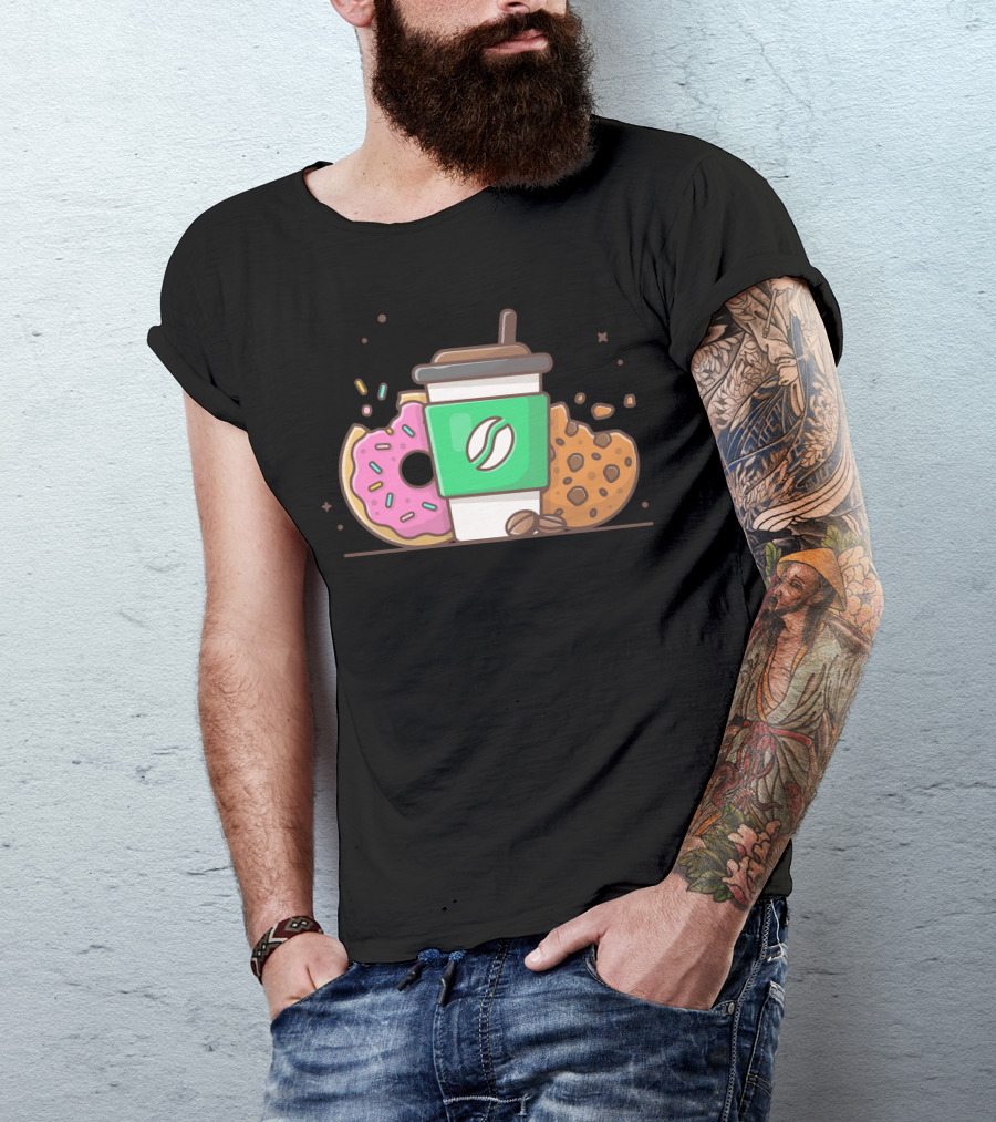 Hot Coffee Donut Cookies Coffee Cup T-Shirt