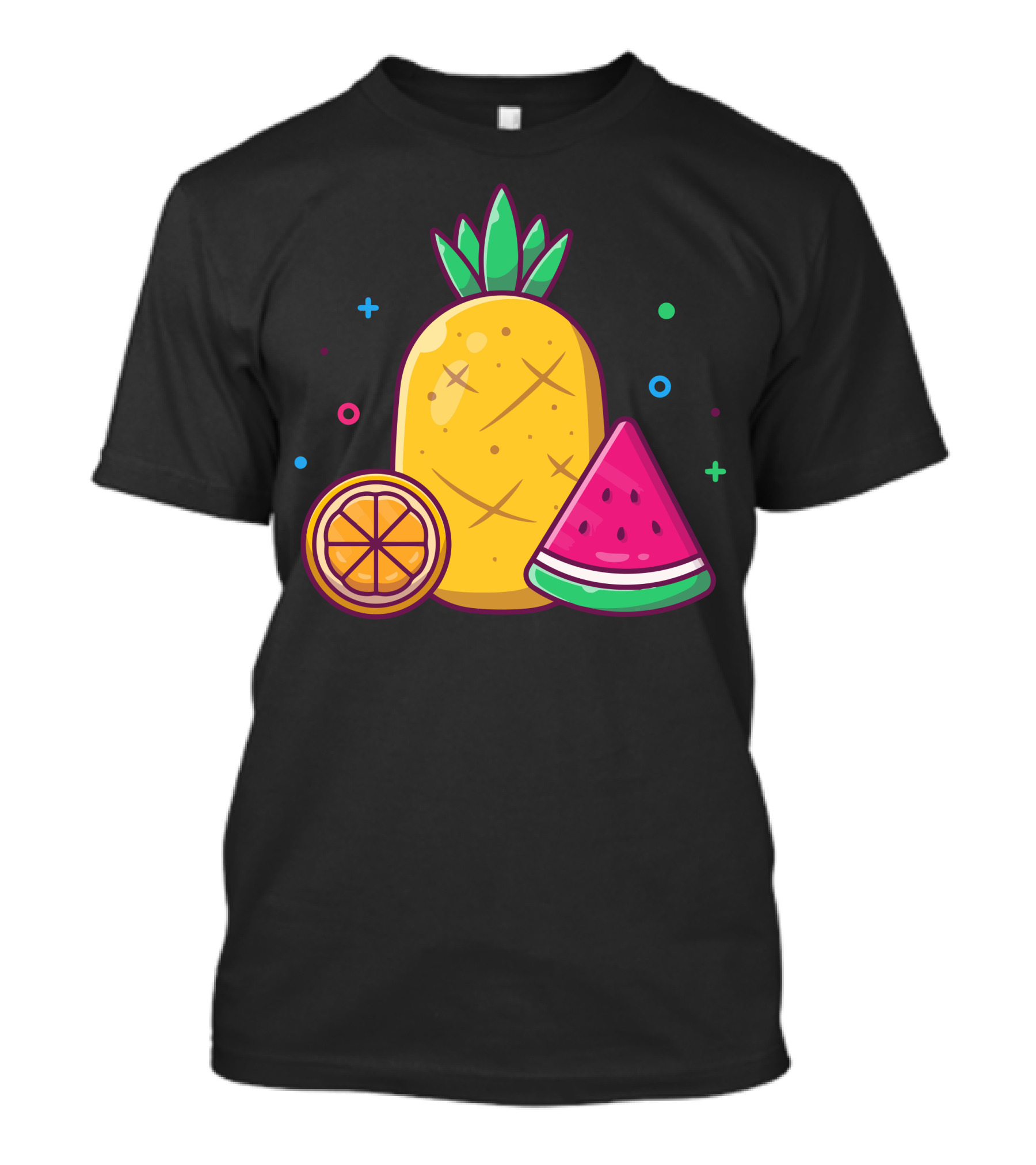 Pineapple Watermelon Orange Trio With Colorful Geometric Accents T-Shirt