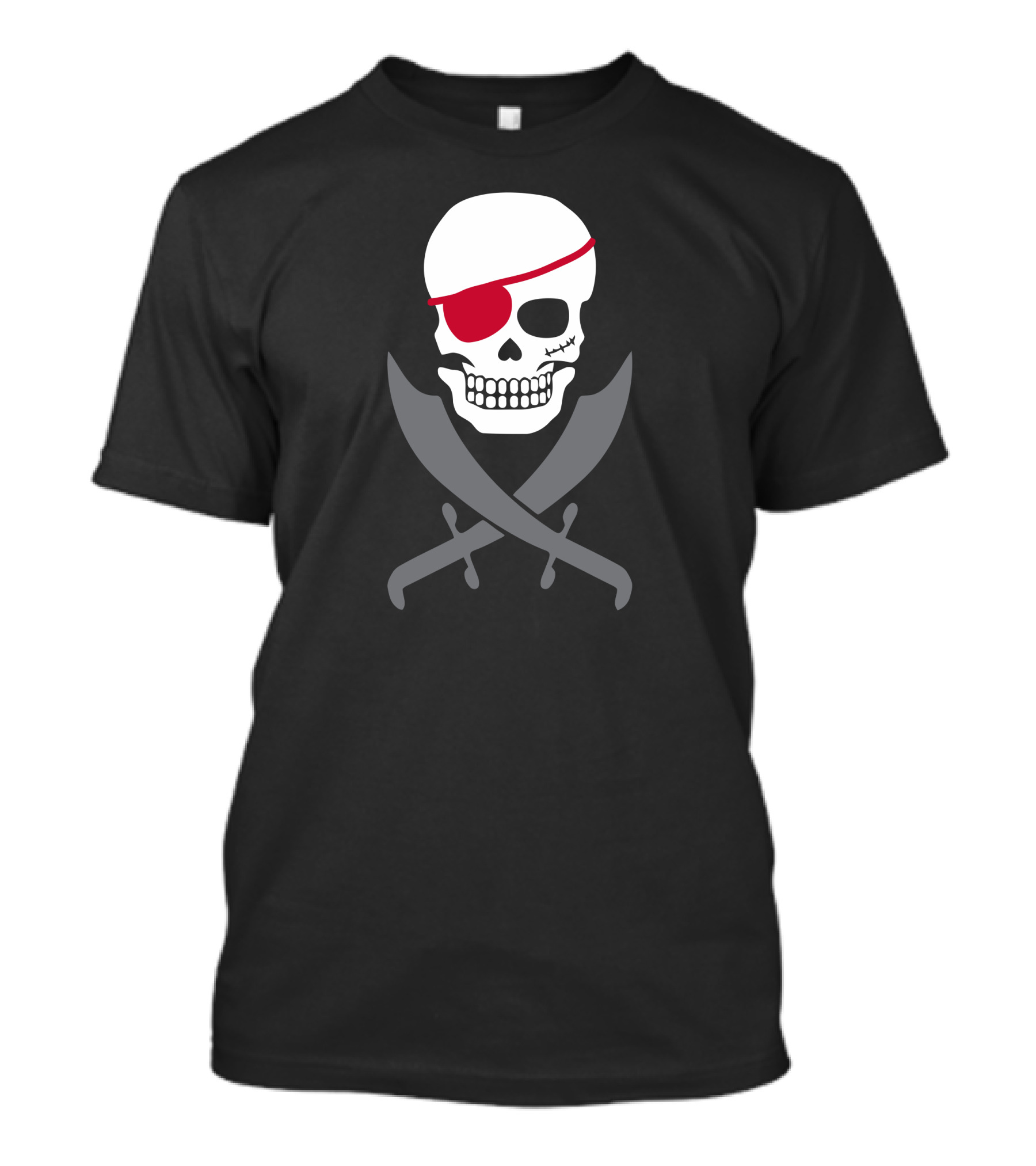 Pirate Skull With Red Eyepatch And Crossed Swords T-Shirt