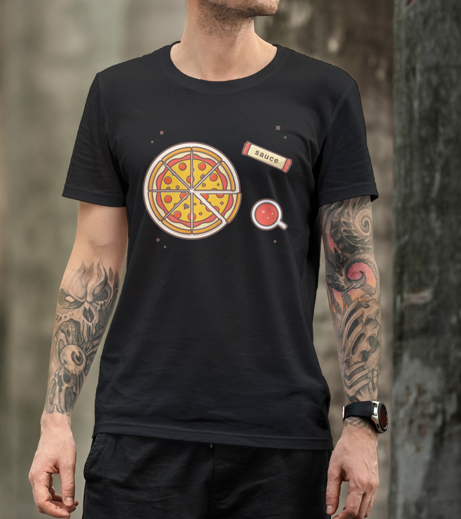 Pizza Served With Sauce Packet And Dipping Cup T-Shirt