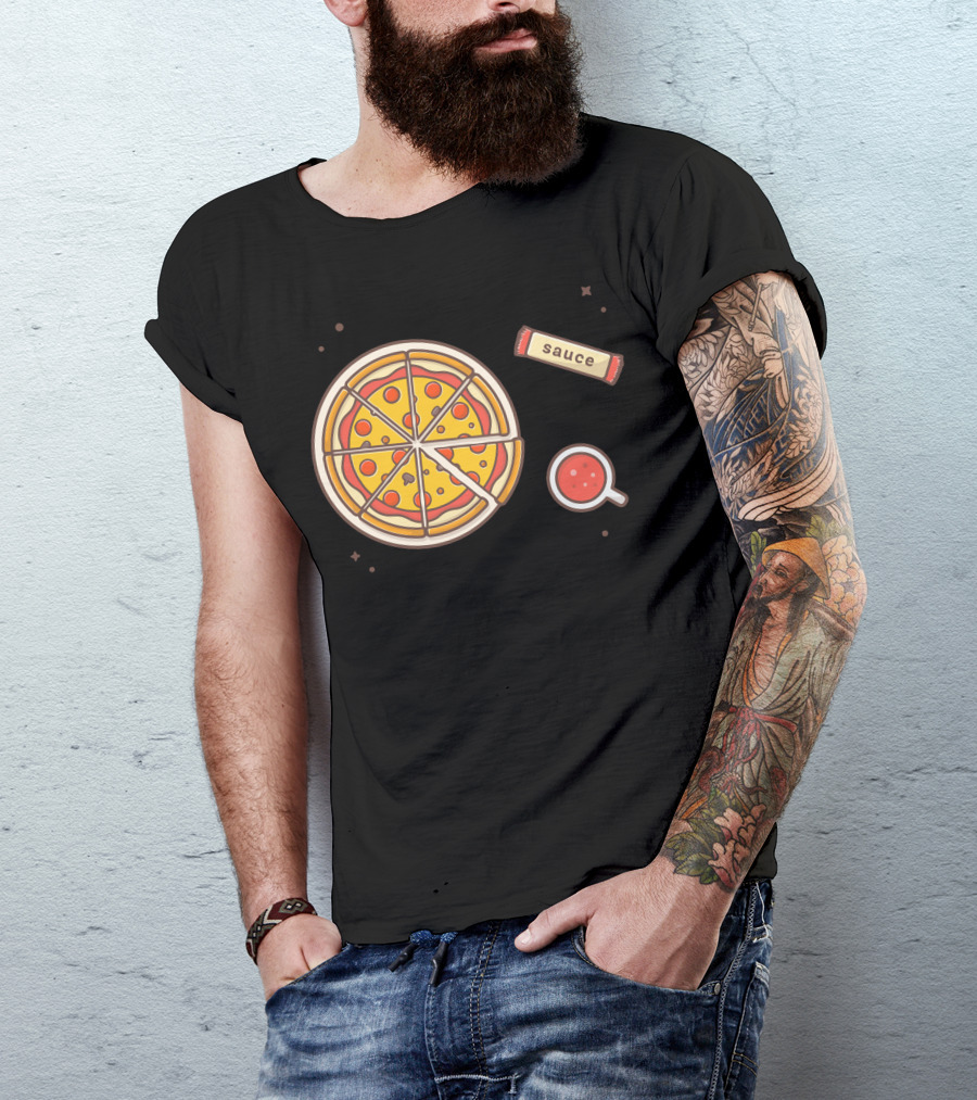 Pizza Served With Sauce Packet And Dipping Cup T-Shirt