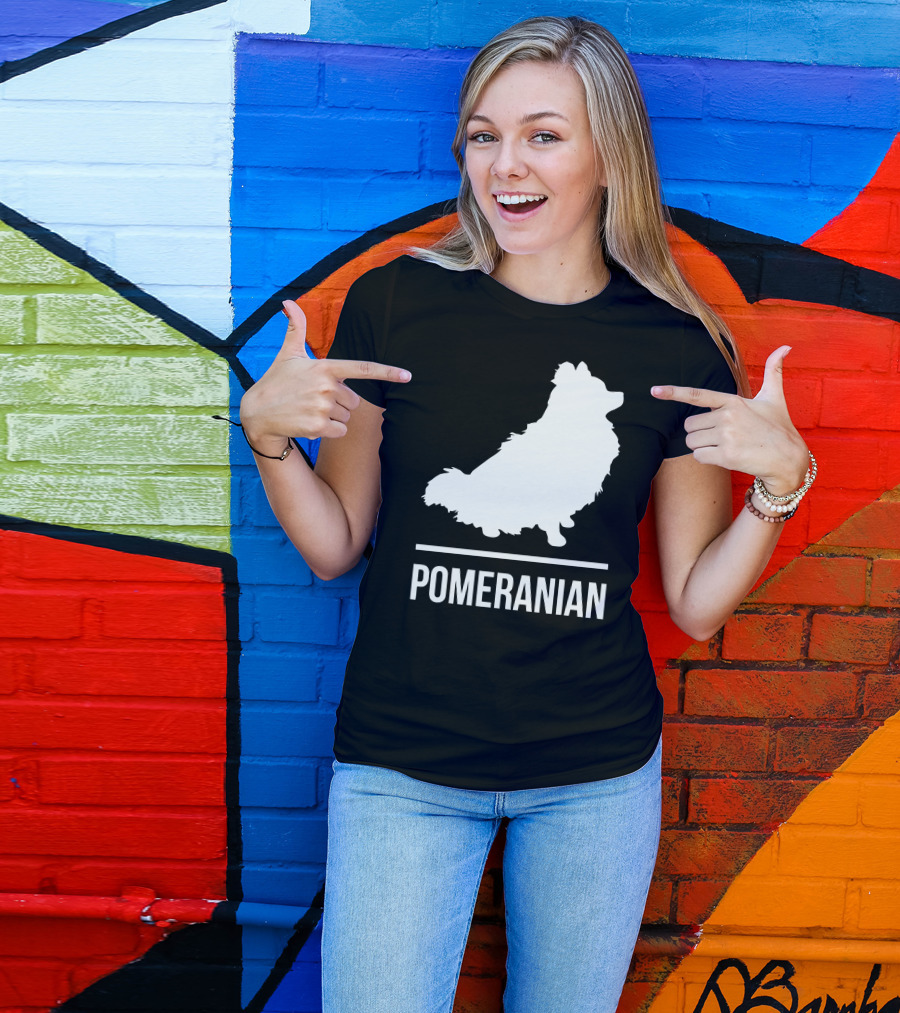 Pomeranian Dog Silhouette White T-Shirt