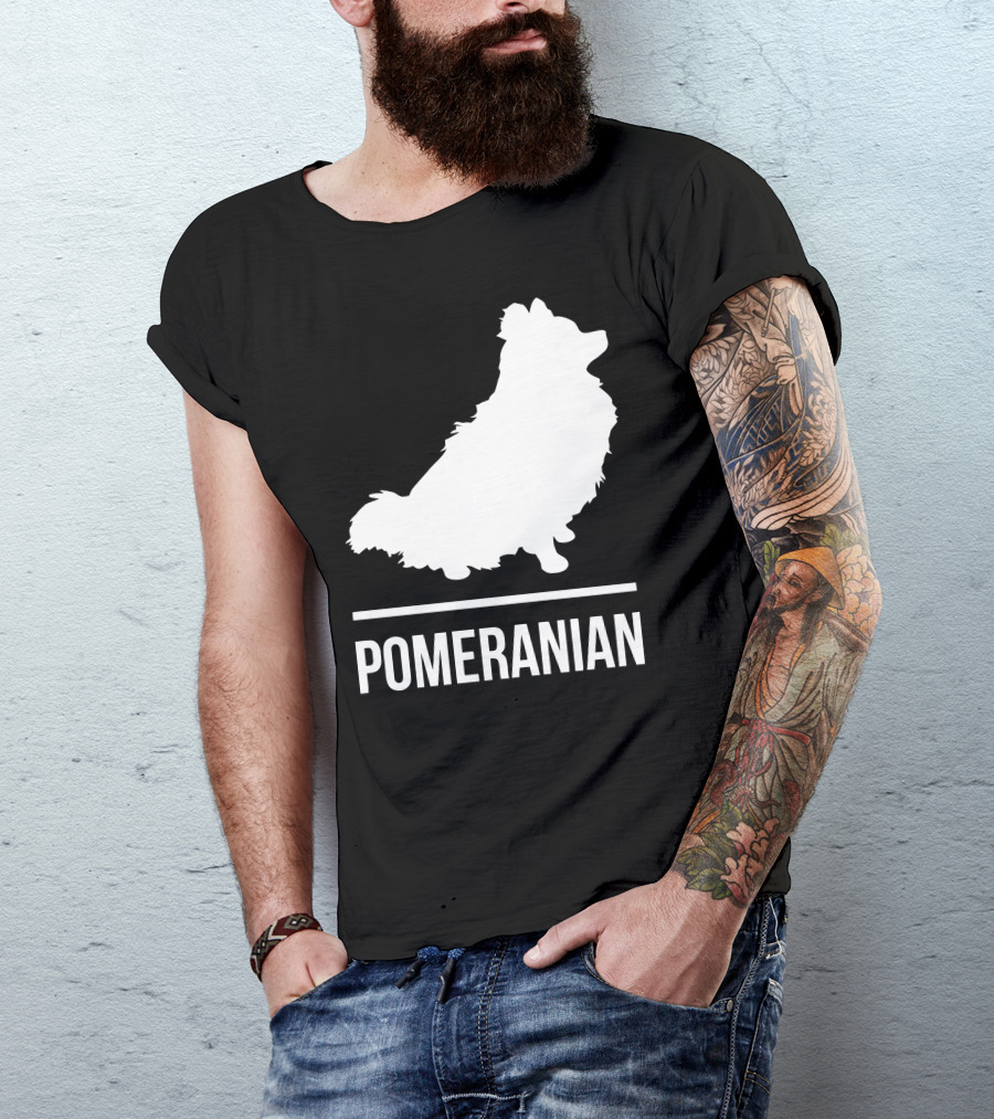 Pomeranian Dog Silhouette White T-Shirt