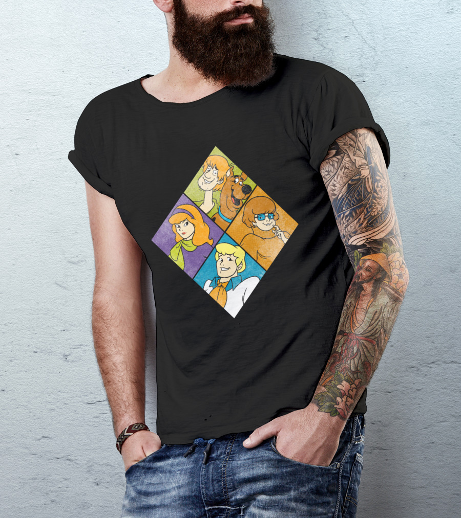 Scooby Doo Retro Characters Diamond Collage T-Shirt