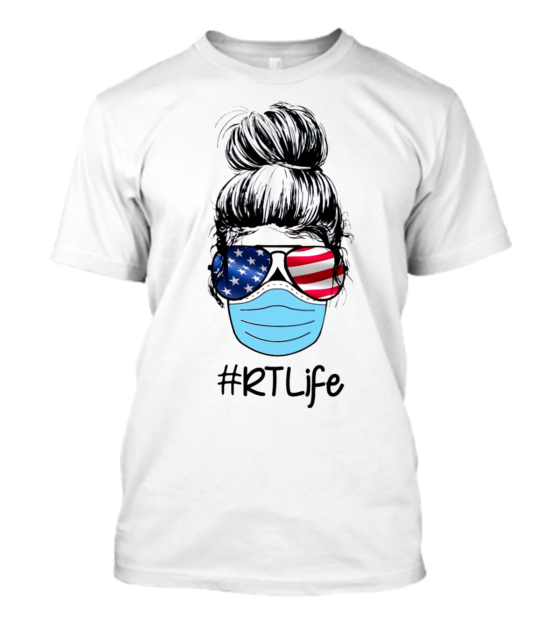 RTLife Respiratory Therapist American Flag Mask T-Shirt