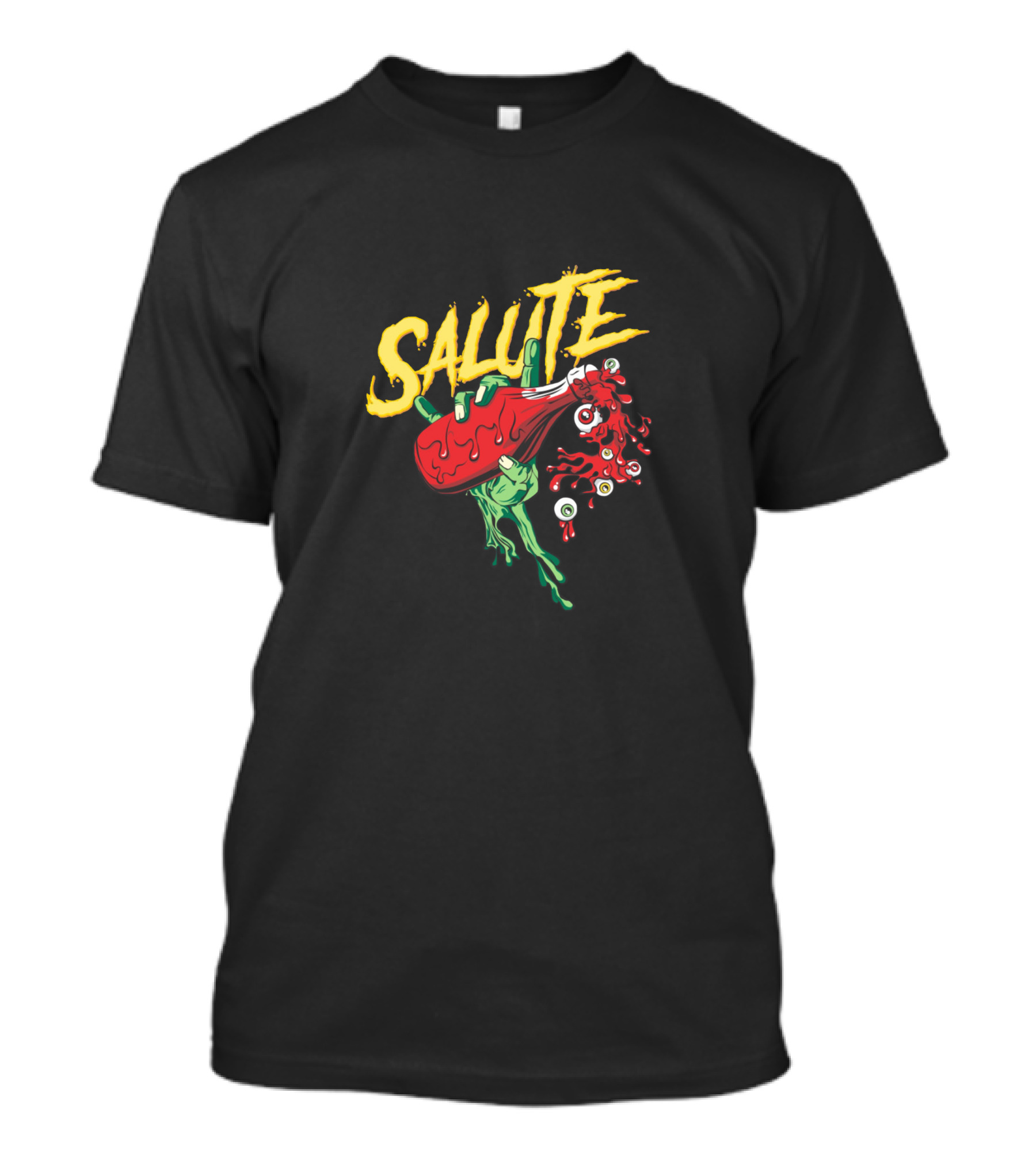 Salute Zombie Hand Holding Bloody Bottle With Eyeballs T-Shirt