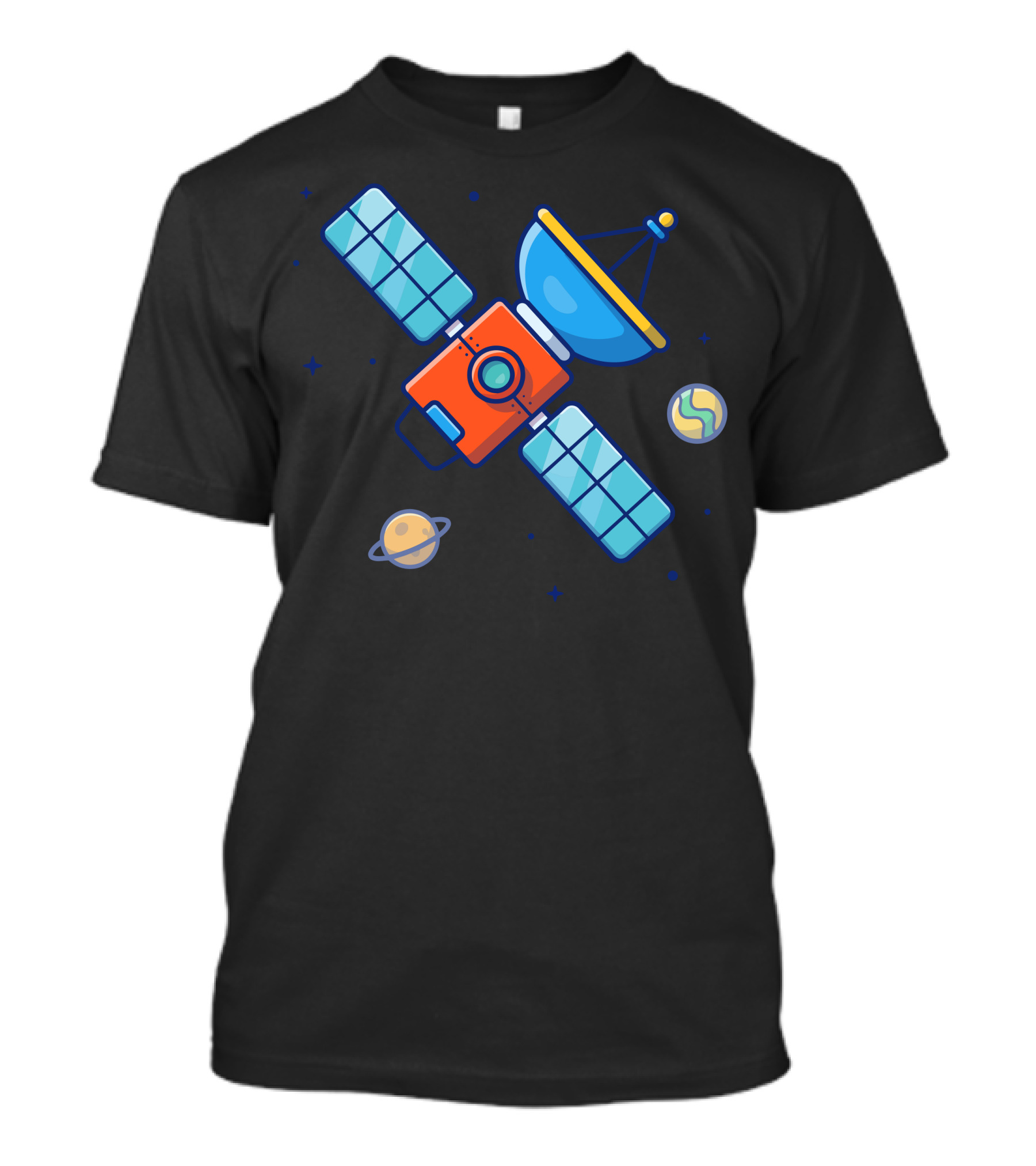 Satellite In Space With Planets And Stars T-Shirt